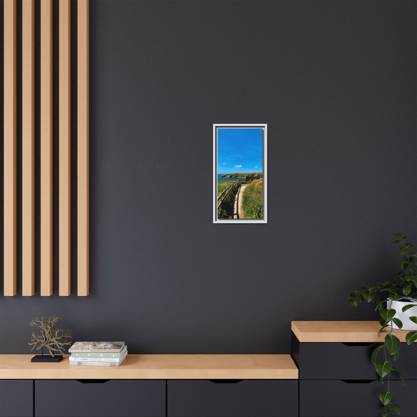 Cliff Trail Ballybunion Matte Canvas, Framed (Multi-color)