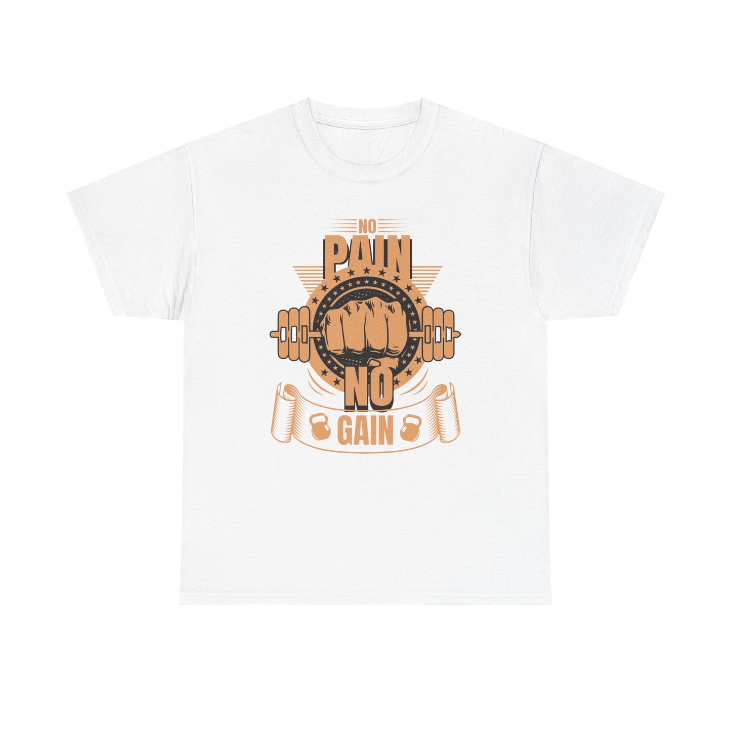 No Pain No Gain Heavy Cotton Tee - Motivational Gym Shirt for Fitness Enthusiasts