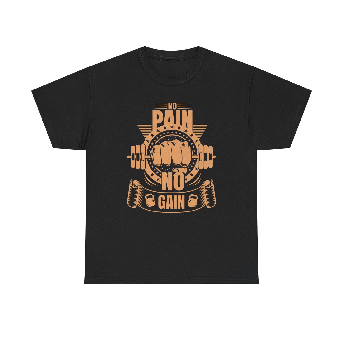 No Pain No Gain Heavy Cotton Tee - Motivational Gym Shirt for Fitness Enthusiasts