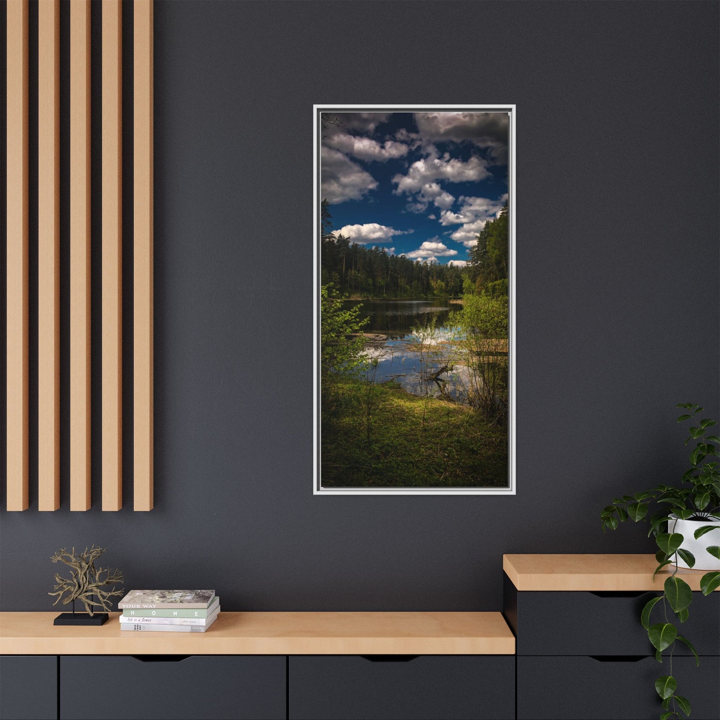 Vilnius Lake Matte Canvas, Framed (Multi-color)