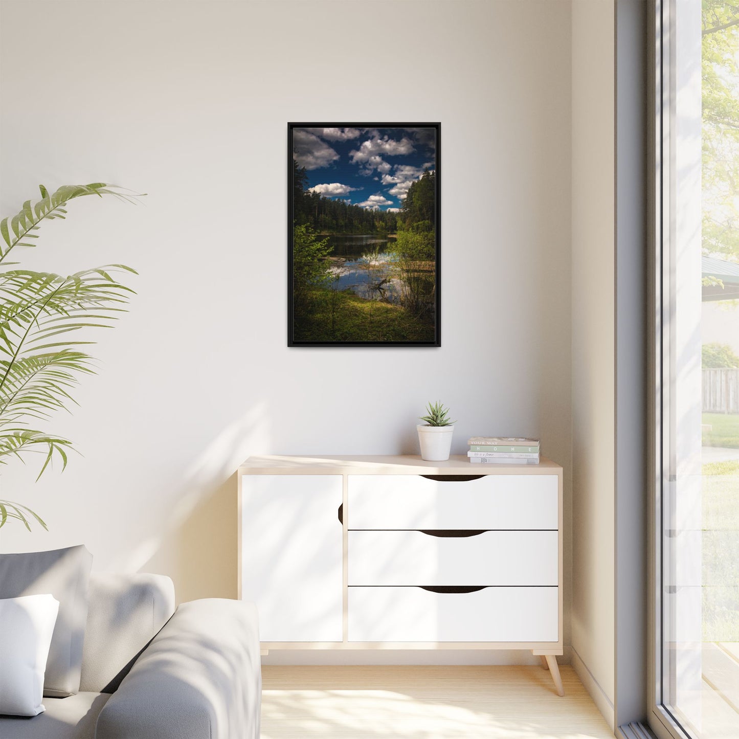 Vilnius Lake Matte Canvas, Framed (Multi-color)