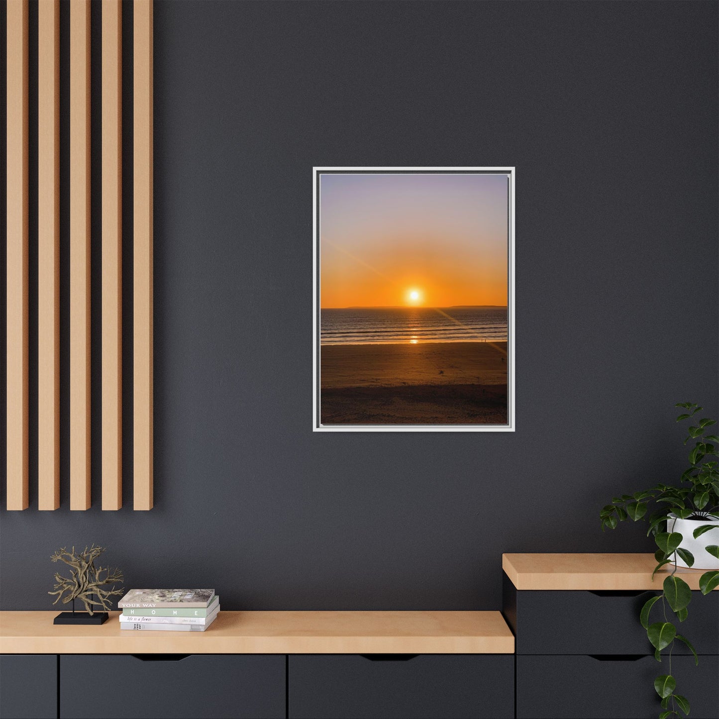 Sunset in Ocean Matte Canvas, Framed (Multi-color)