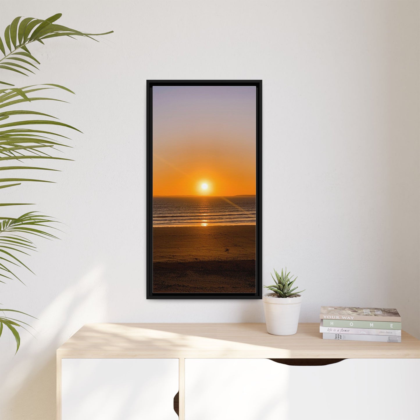 Sunset in Ocean Matte Canvas, Framed (Multi-color)
