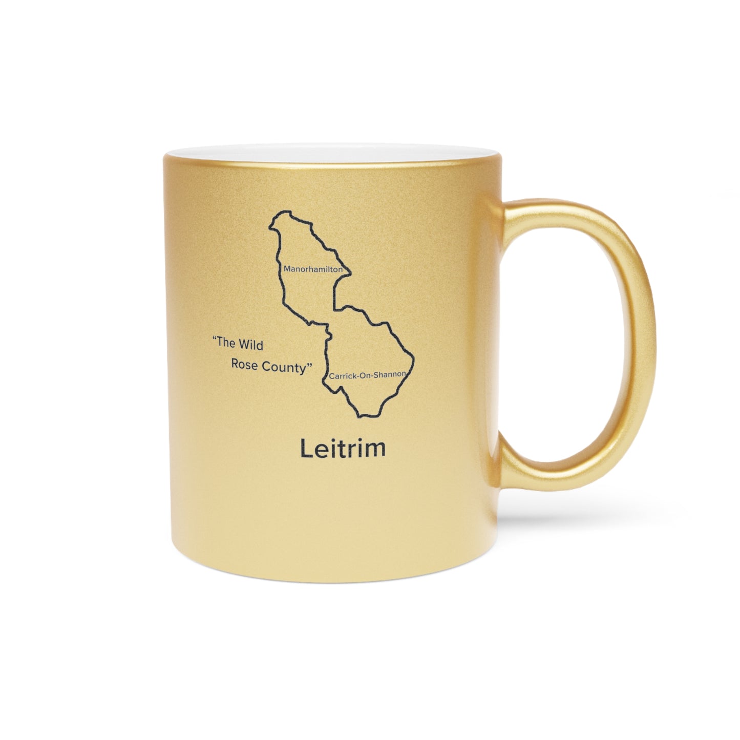Leitrim County Metallic Colour Mug - Silver/Gold - Perfect Gift for Coffee Lovers