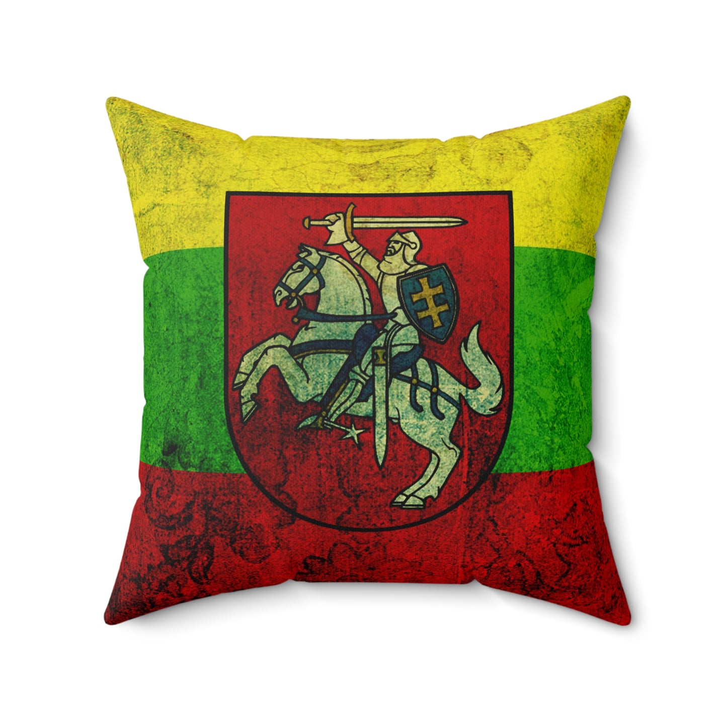 Vibrant Lithuanian Flag Pillow - Cozy Square Cushion for Home Décor