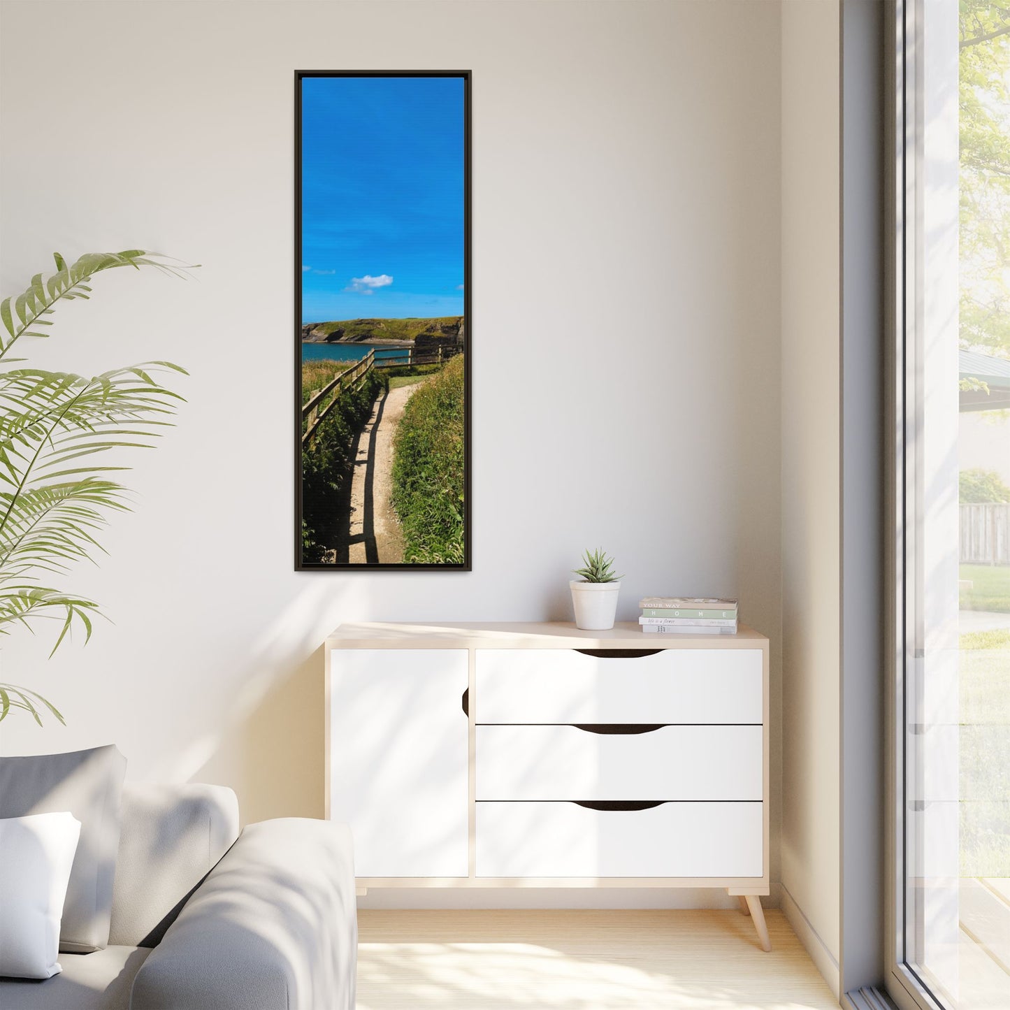 Cliff Trail Ballybunion Matte Canvas, Framed (Multi-color)