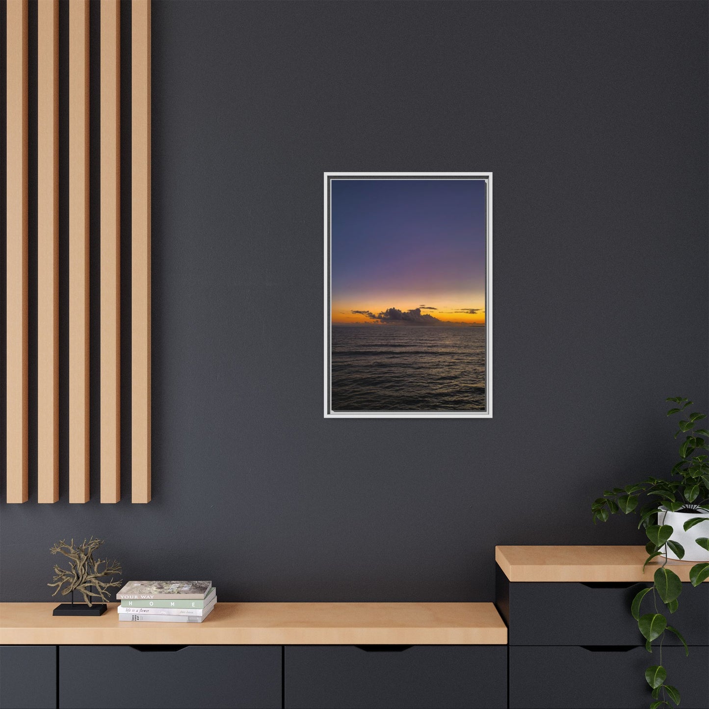 Sunset in Ocean 2 Matte Canvas, Framed (Multi-color)