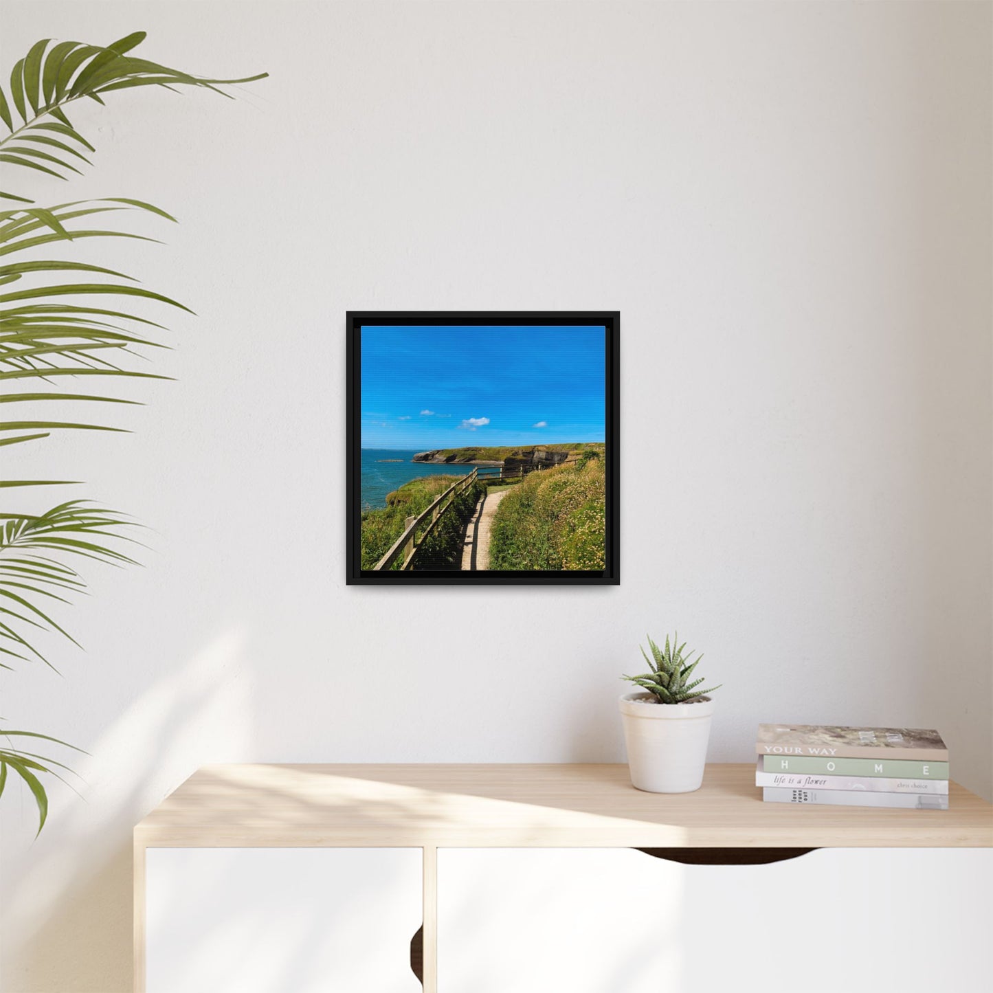 Cliff Trail Ballybunion Matte Canvas, Framed (Multi-color)