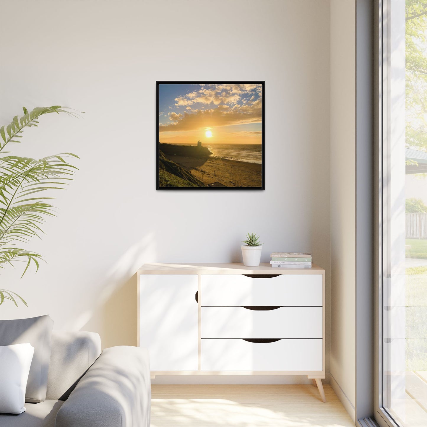 Ballybunion Sunset Castle Matte Canvas, Framed (Multi-color)