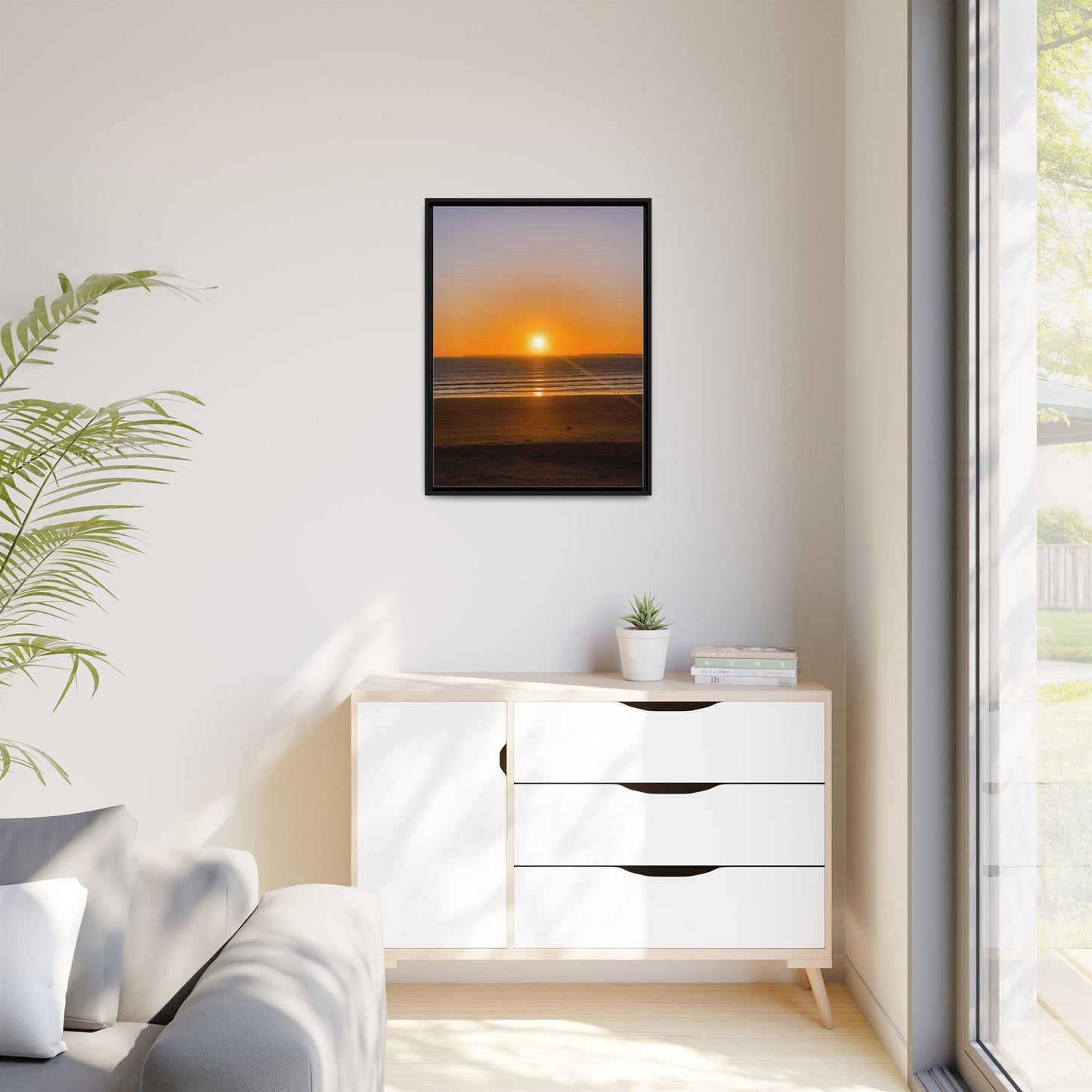 Sunset in Ocean Matte Canvas, Framed (Multi-color)