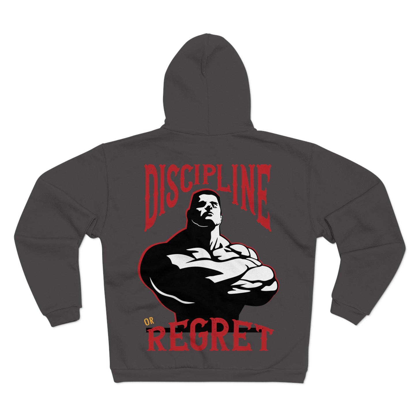 Motivational Unisex Hooded Zip Sweatshirt - 'Discipline or Regret'