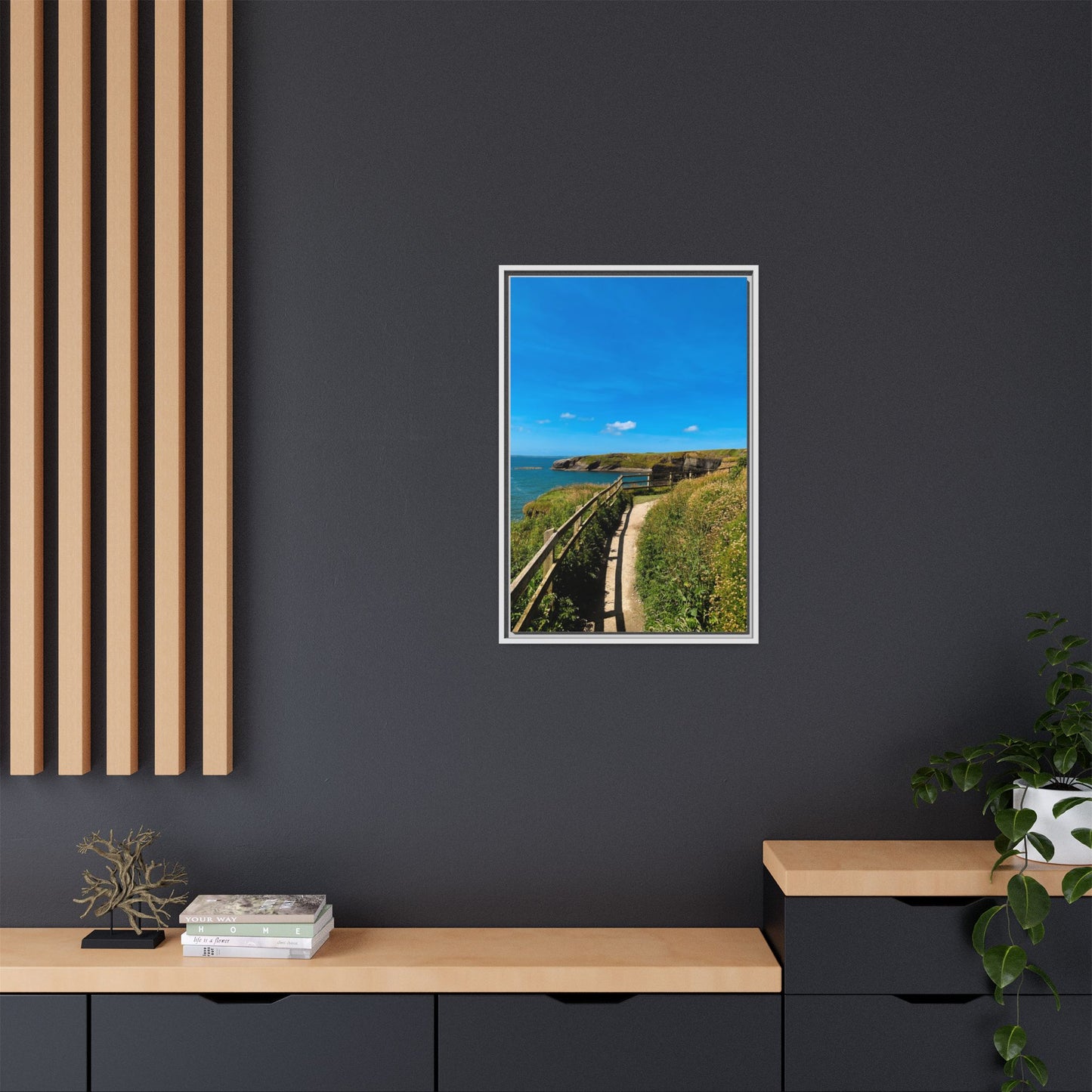 Cliff Trail Ballybunion Matte Canvas, Framed (Multi-color)