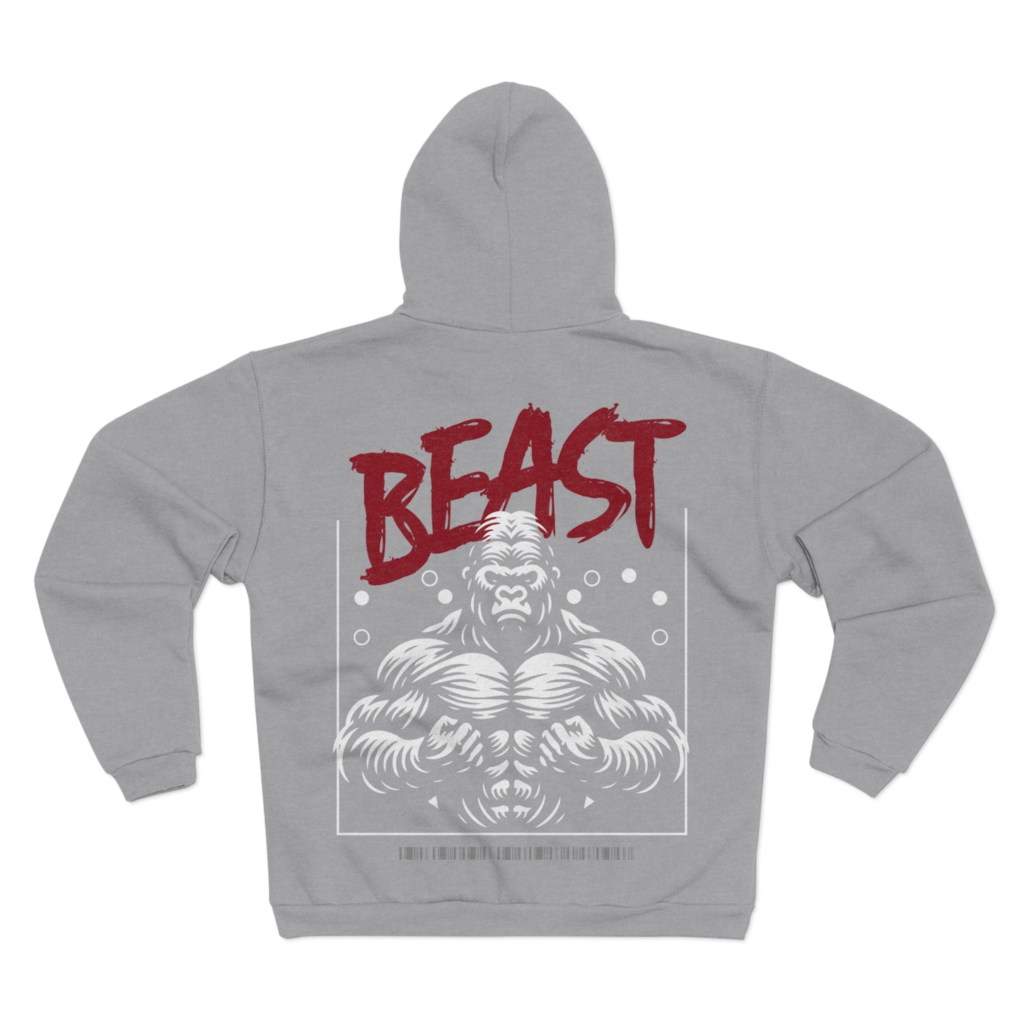 Unisex Hooded Zip Sweatshirt - Beast Design for Fitness Enthusiasts
