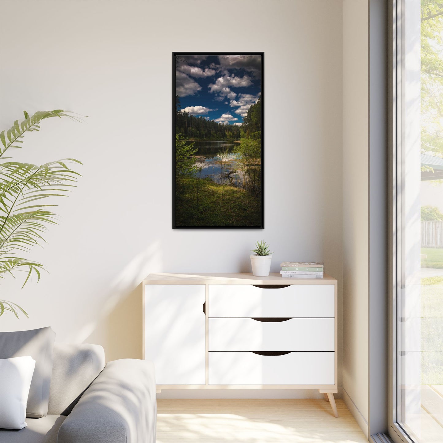 Vilnius Lake Matte Canvas, Framed (Multi-color)