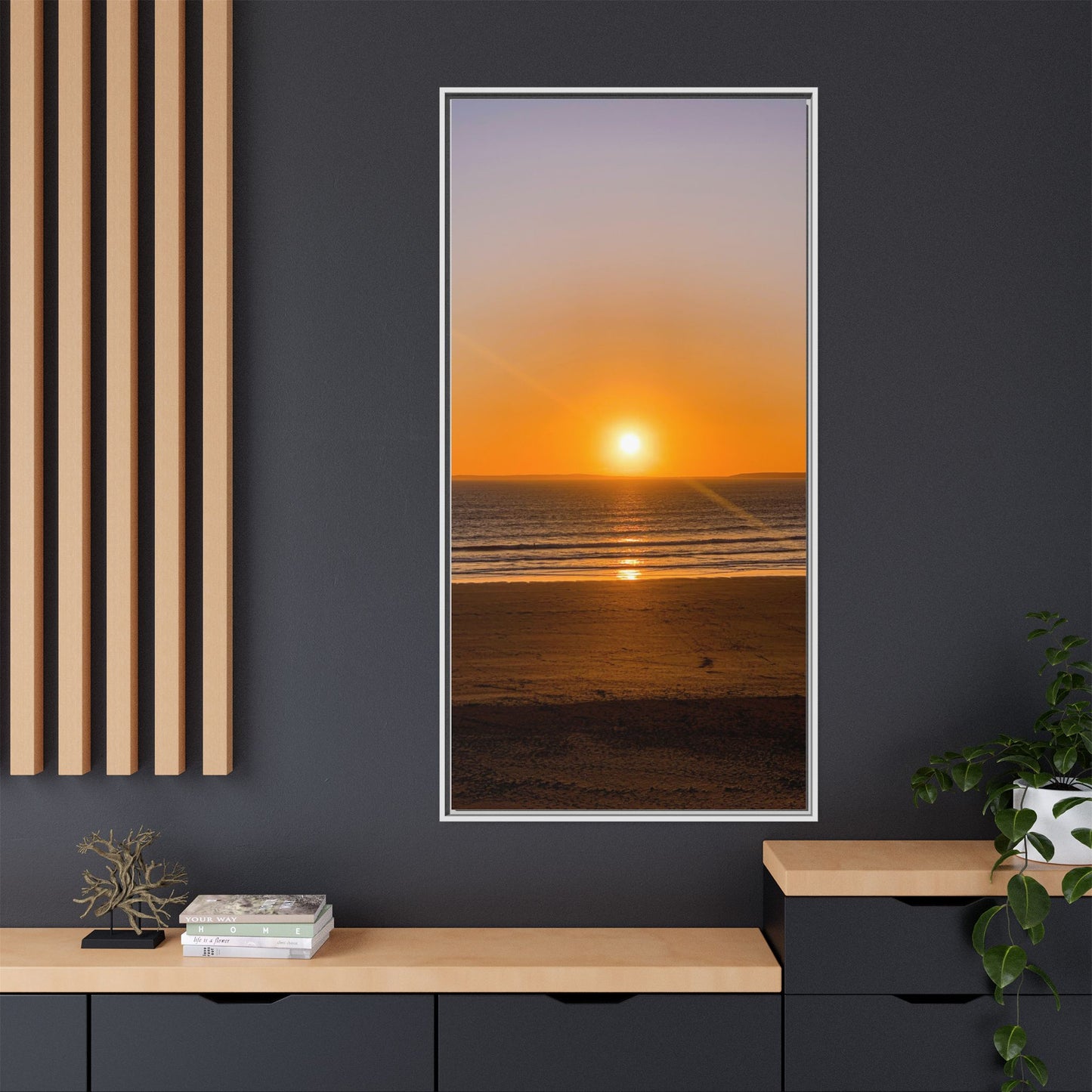 Sunset in Ocean Matte Canvas, Framed (Multi-color)