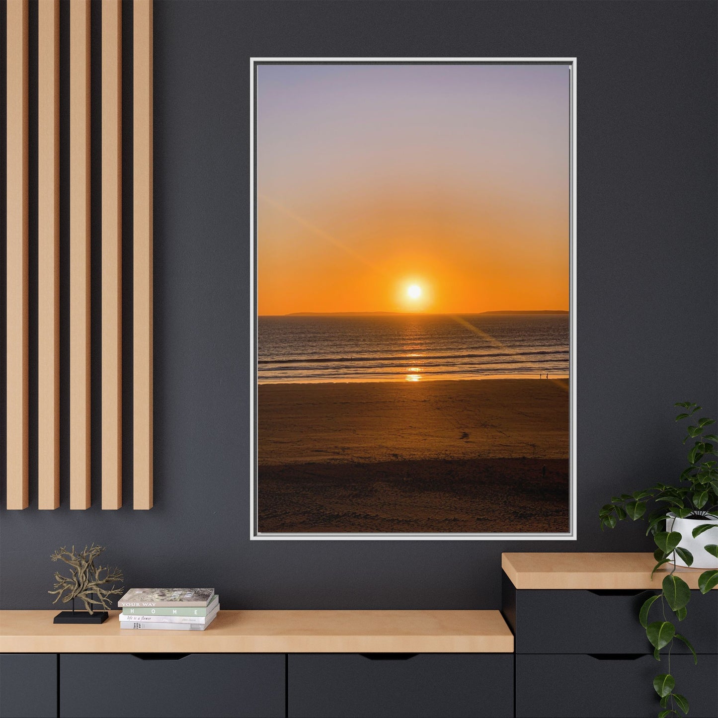 Sunset in Ocean Matte Canvas, Framed (Multi-color)
