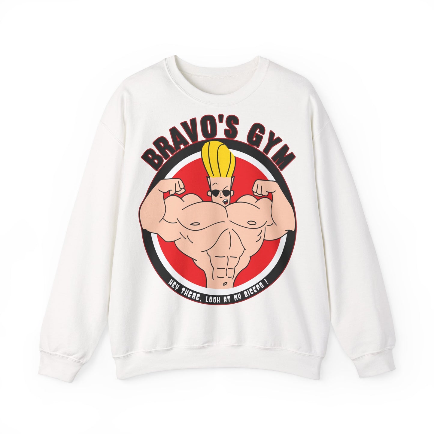 Bravo's Gym Unisex Crewneck Sweatshirt - Fitness Apparel for Gym Enthusiasts White
