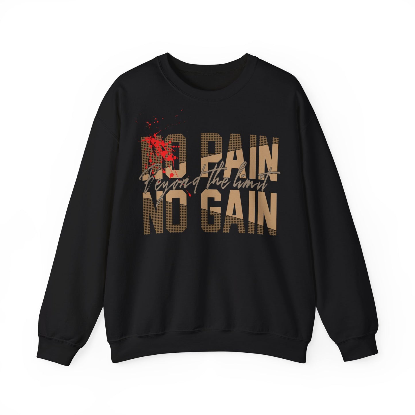 Motivational No Pain No Gain Crewneck Sweatshirt for Fitness Enthusiasts