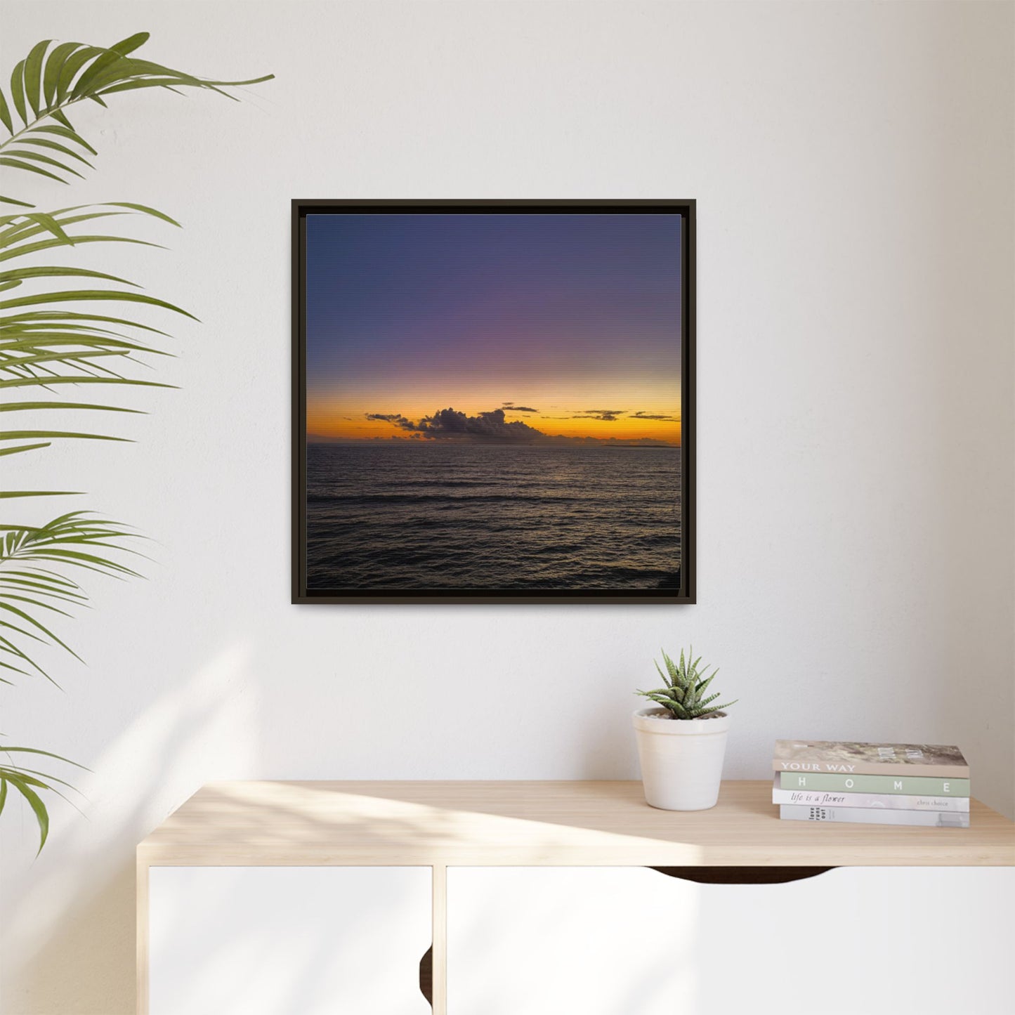 Sunset in Ocean 2 Matte Canvas, Framed (Multi-color)