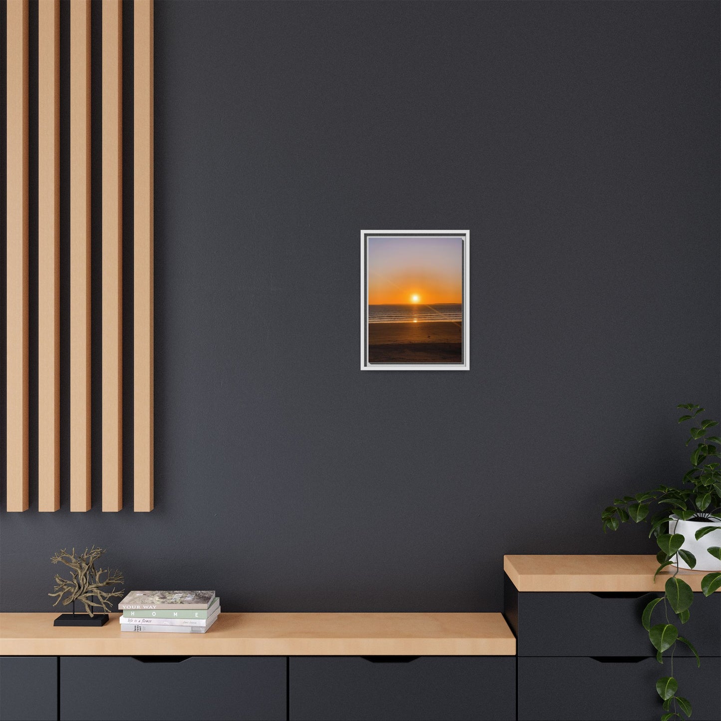 Sunset in Ocean Matte Canvas, Framed (Multi-color)