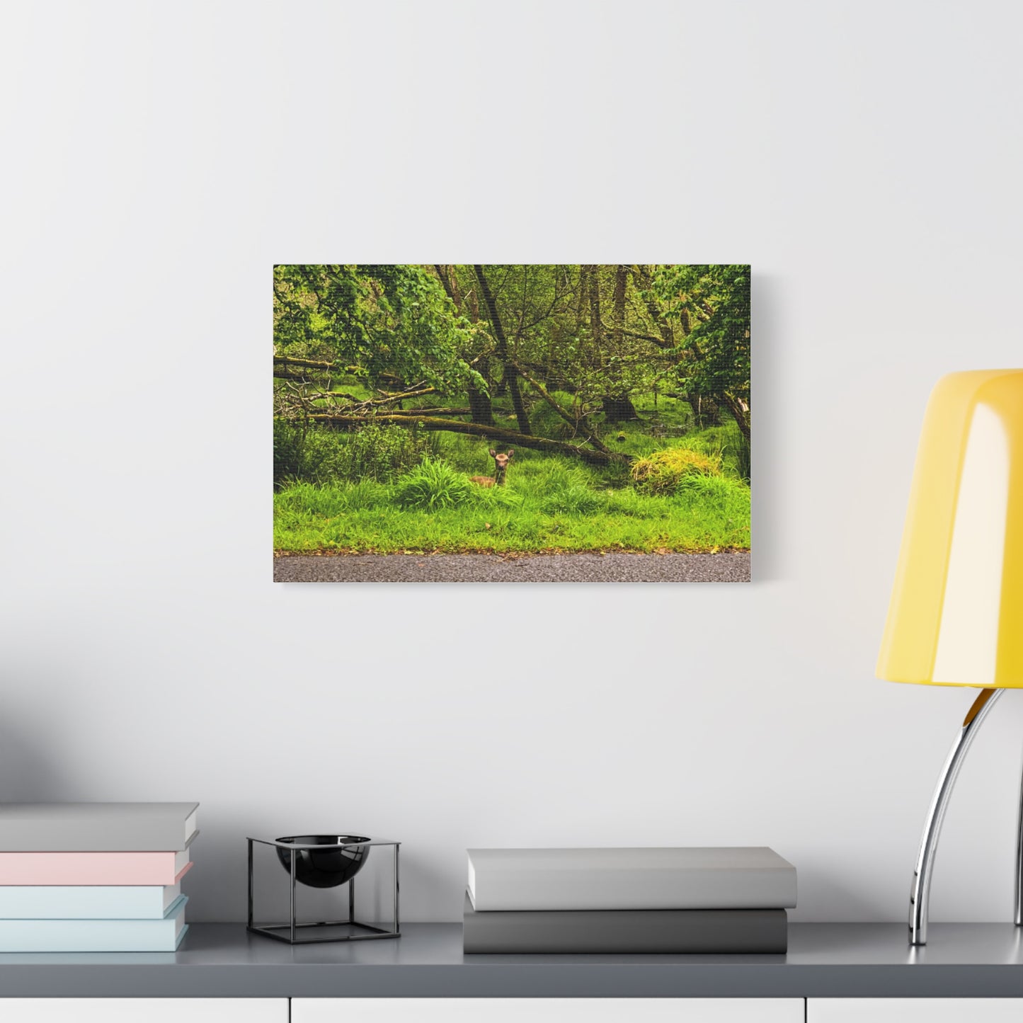 Deer in Ditch Matte Canvas, Stretched, 1.25"