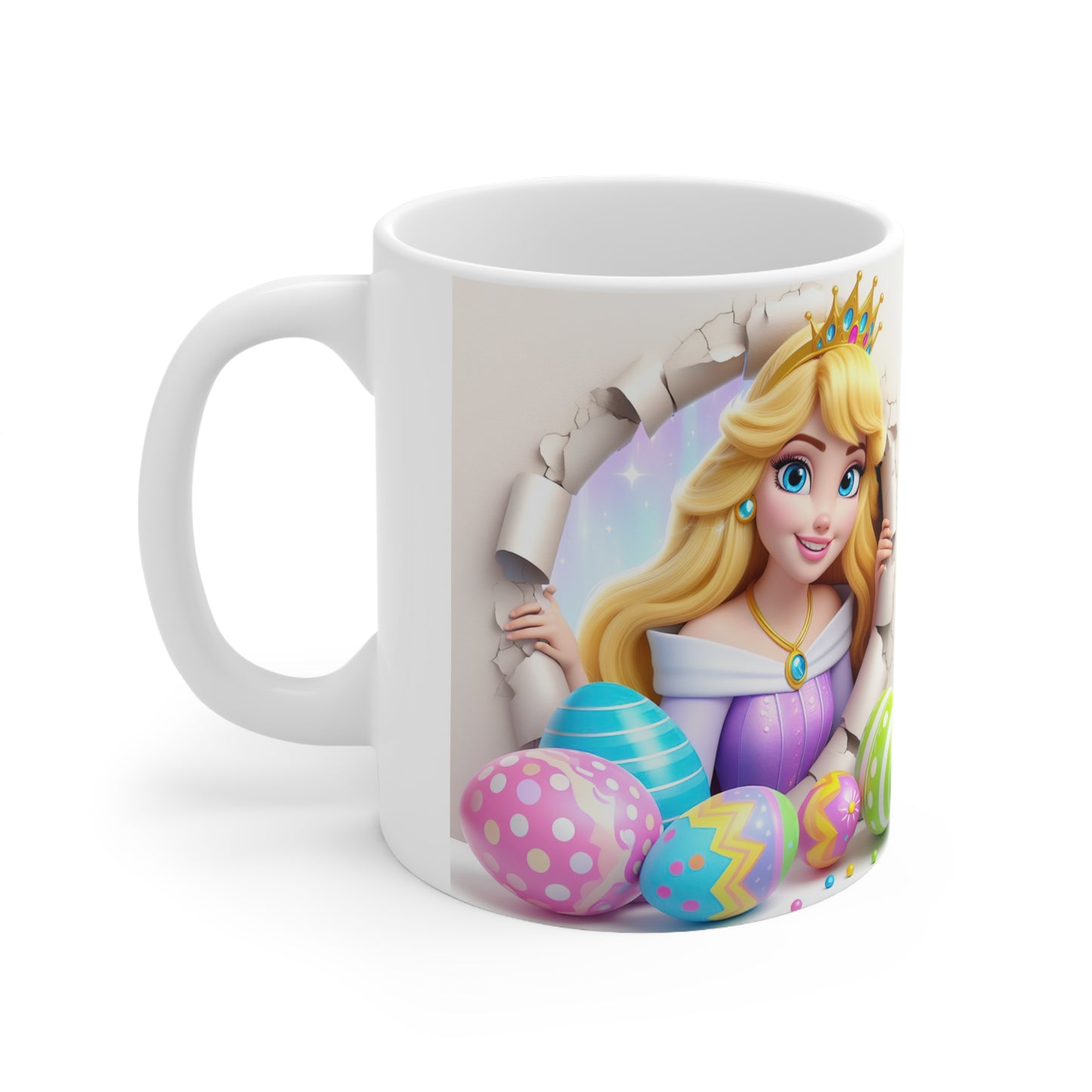 Princess Easter Ceramic Coffee Cup - 11oz & 15oz, Whimsical Design for Spring Celebrations
