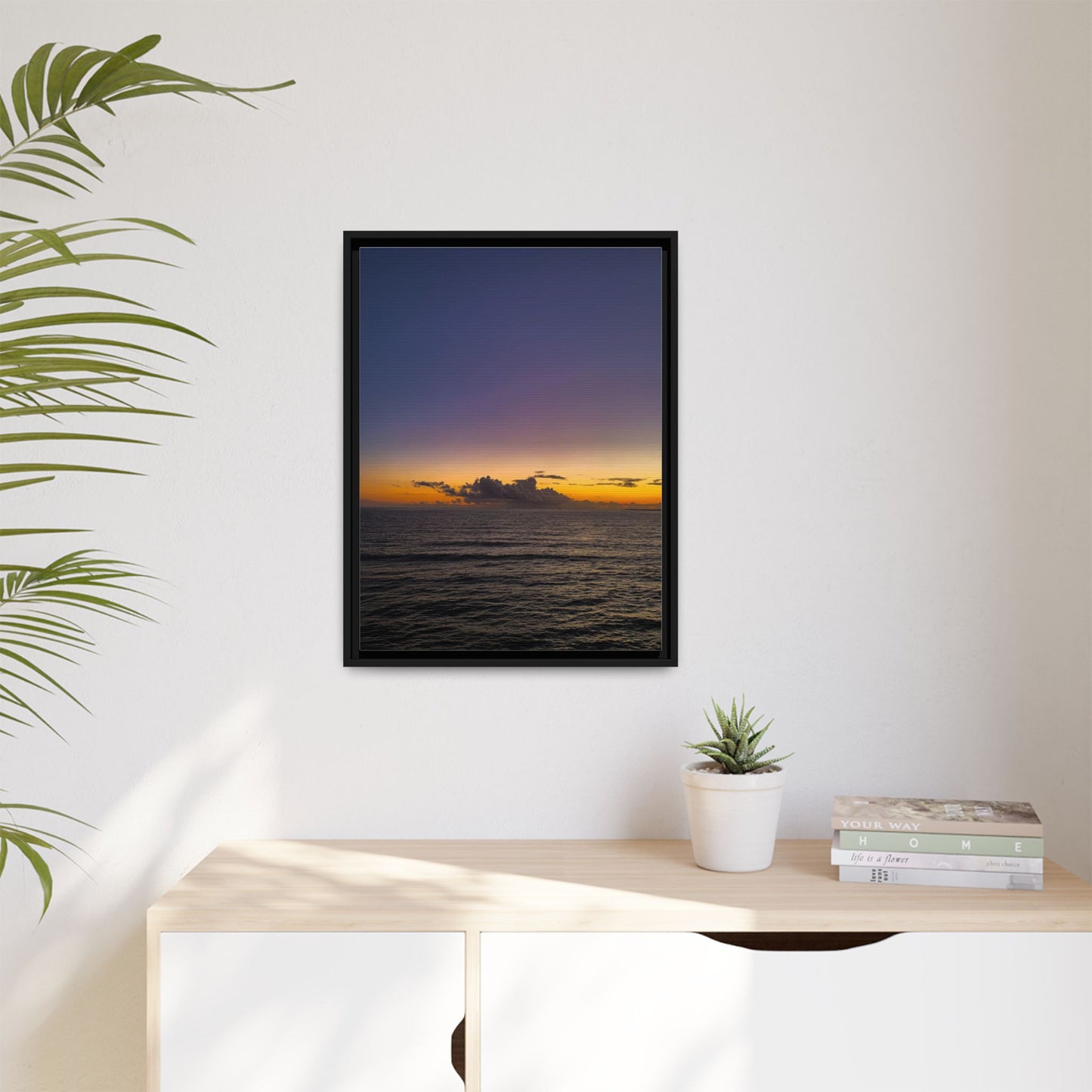 Sunset in Ocean 2 Matte Canvas, Framed (Multi-color)