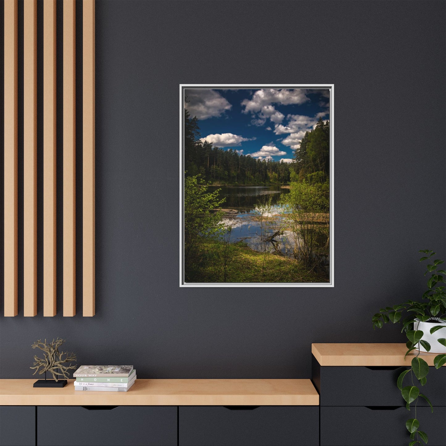 Vilnius Lake Matte Canvas, Framed (Multi-color)