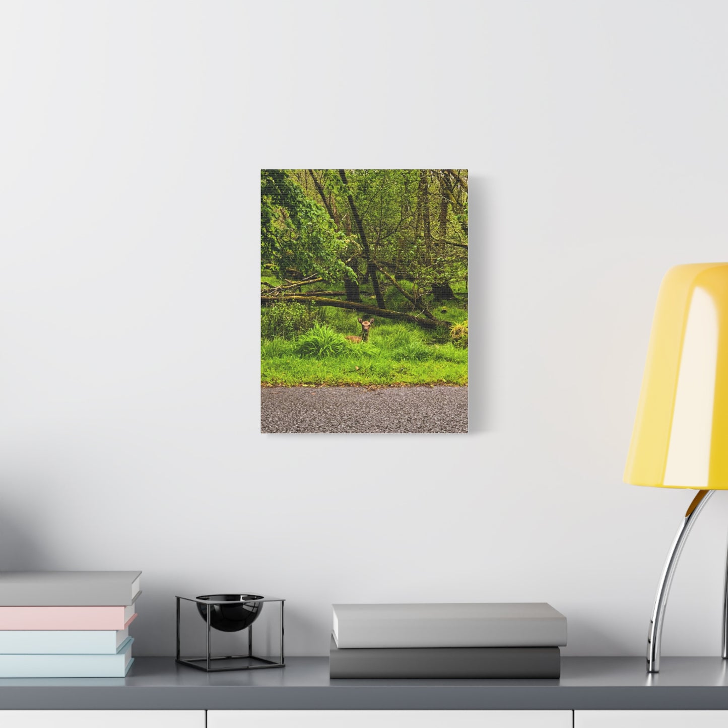 Deer in Ditch Matte Canvas, Stretched, 1.25"