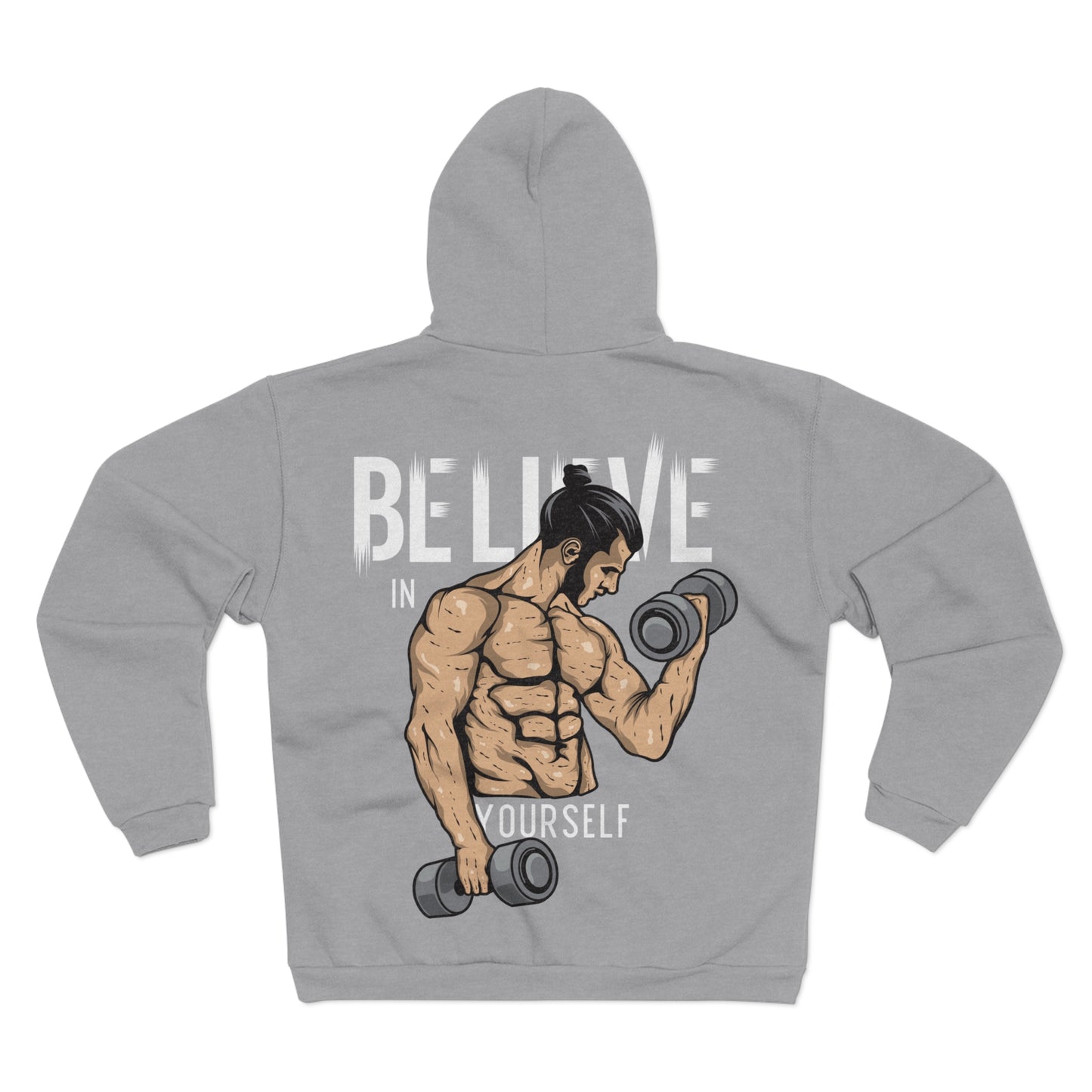 Motivational Unisex Hooded Zip Sweatshirt - "Believe in Yourself" Gym Apparel