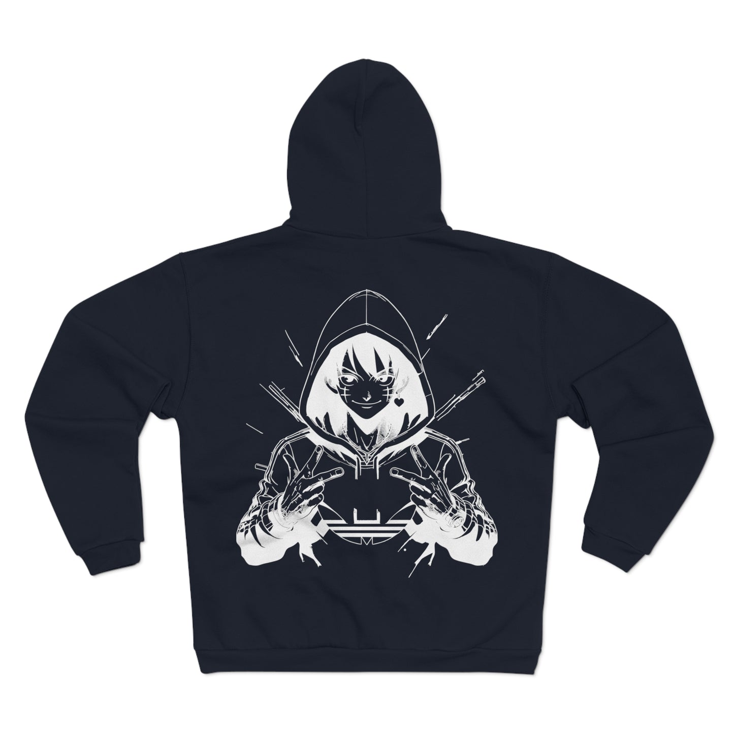 White Graphic Power Unisex Hooded Zip Sweatshirt