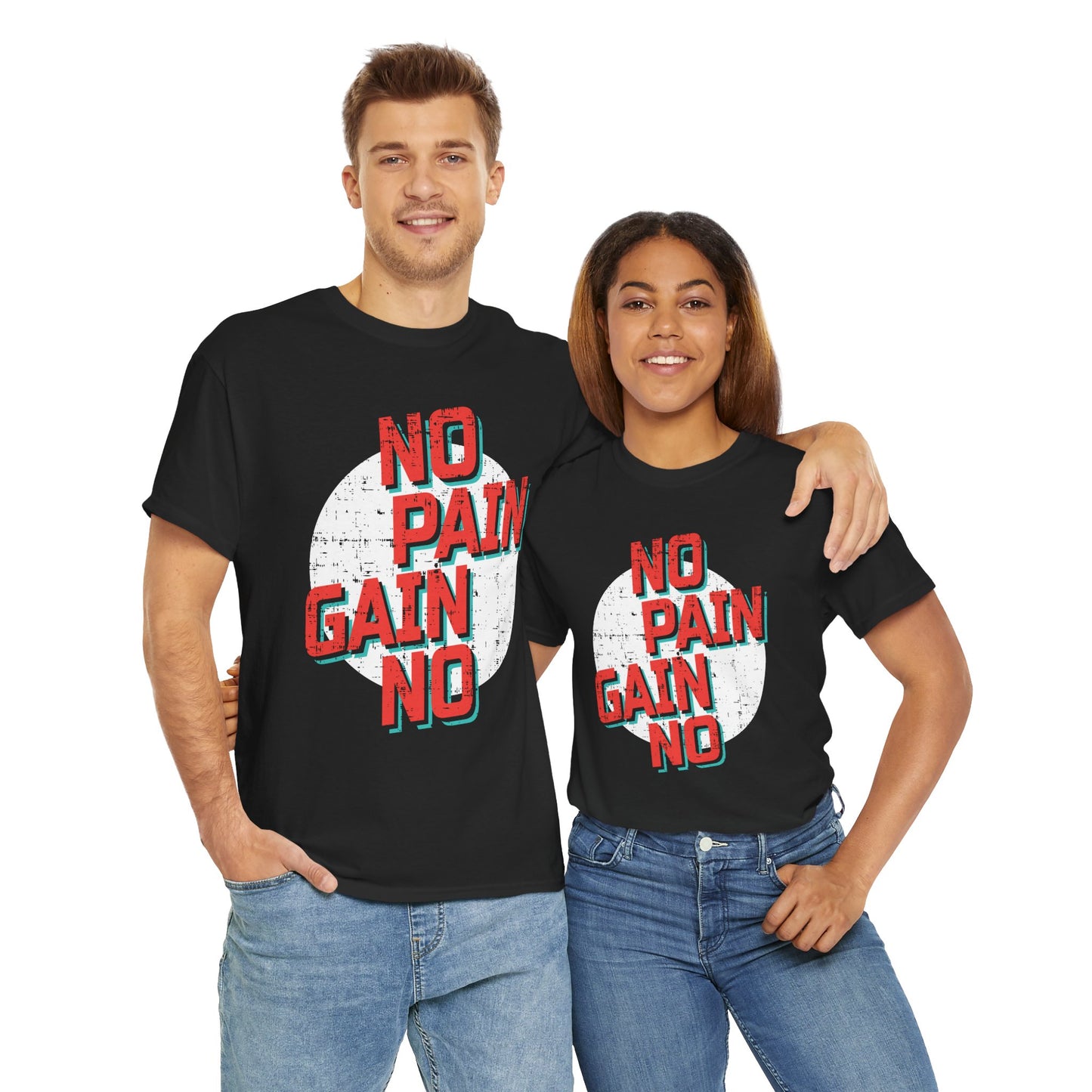 Motivational Workout Tee: 'No Pain No Gain' Unisex Heavy Cotton T-Shirt