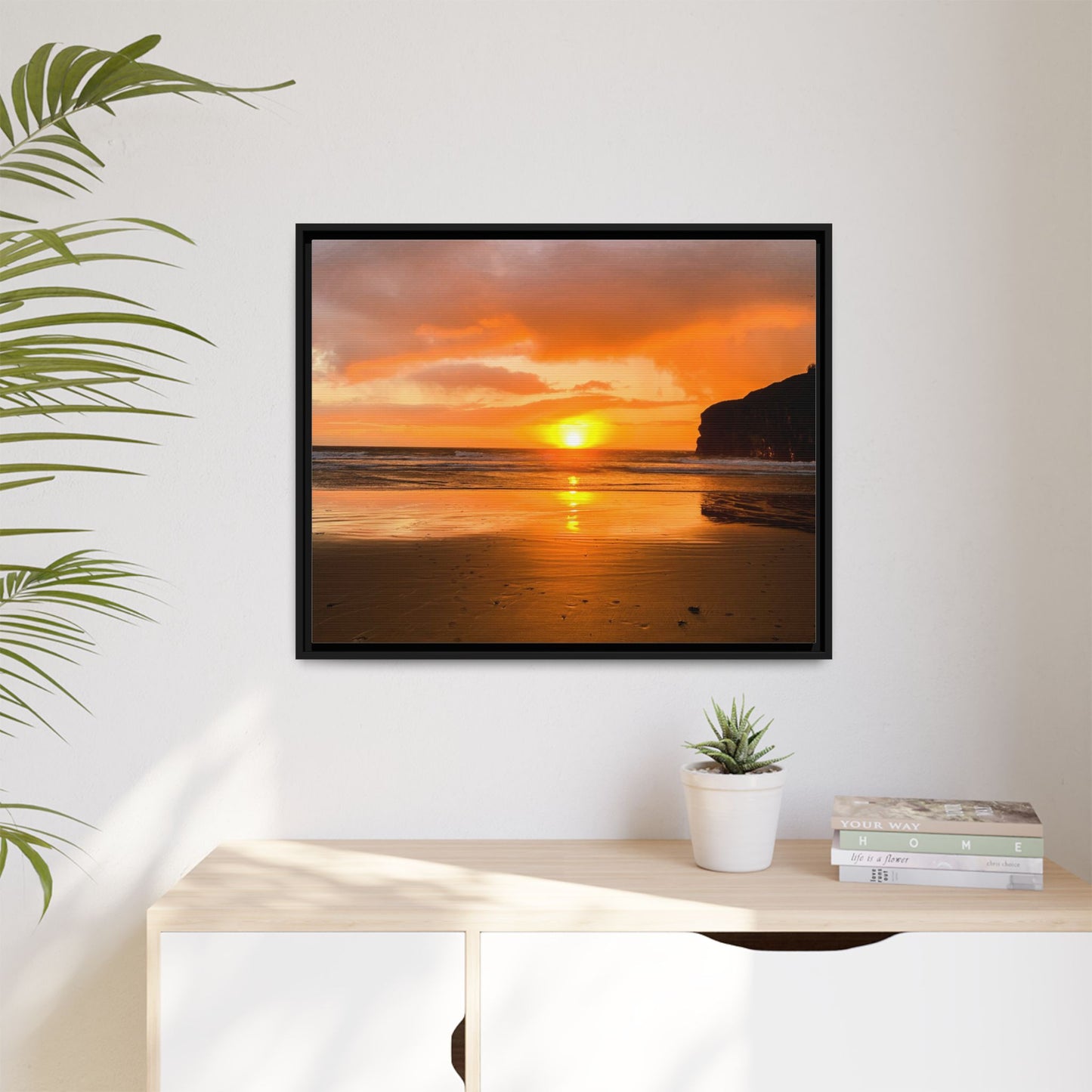 Sunset in Ballybunion Matte Canvas, Framed (Multi-color)