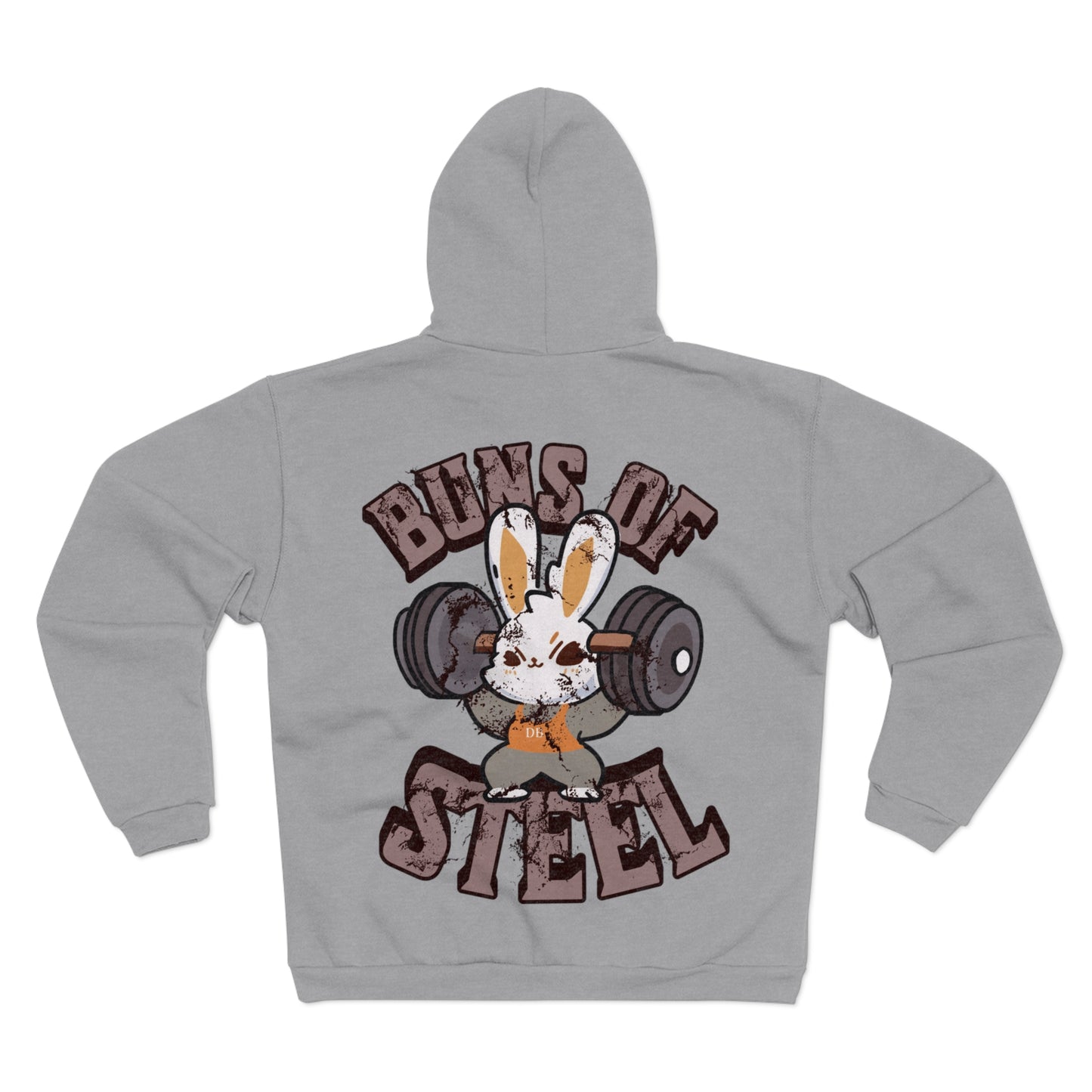 Buns of Steel Unisex Hooded Zip Sweatshirt - Fun Fitness Humor Hoodie for Gym Lovers