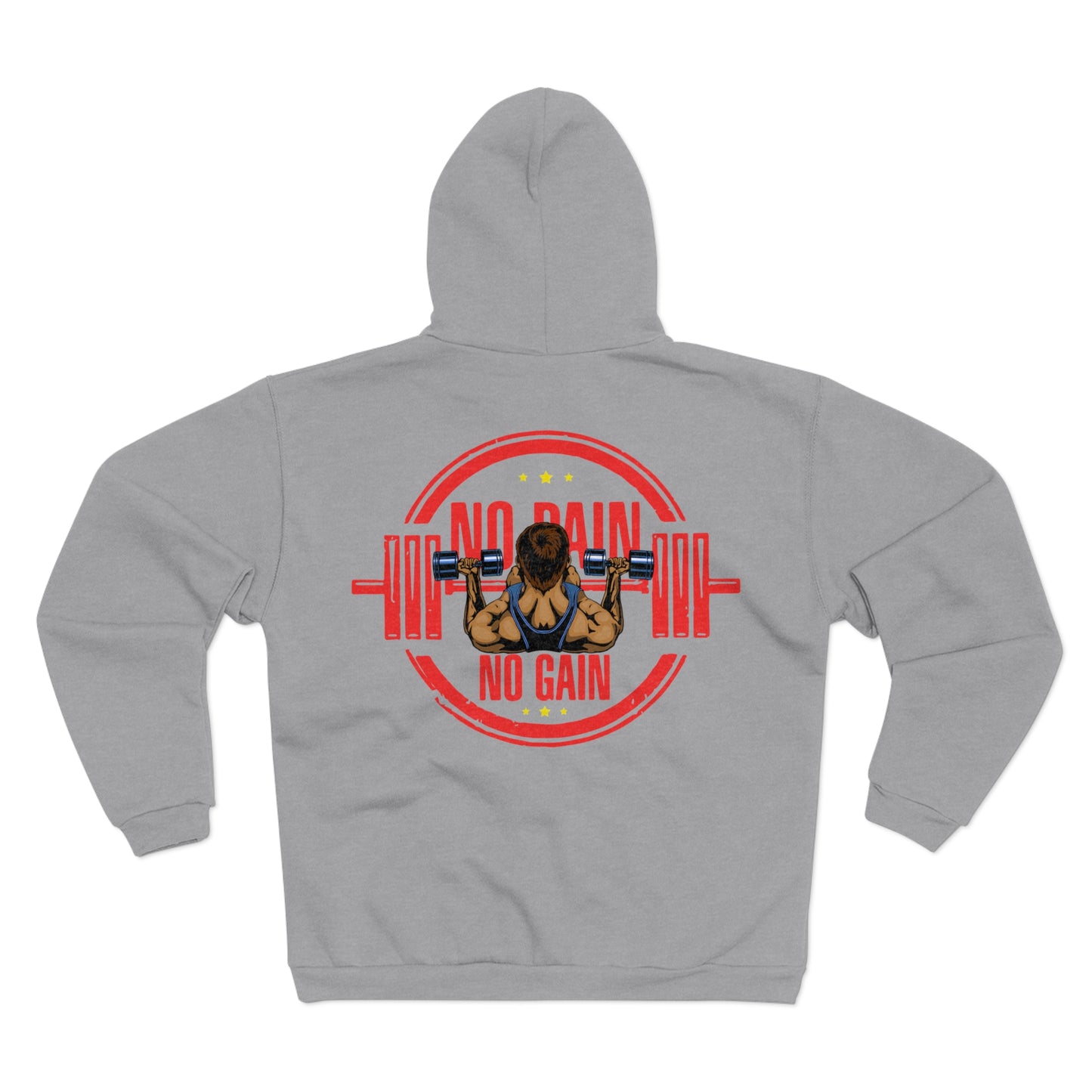 Unisex Hooded Zip Sweatshirt - No Pain No Gain Fitness Hoodie