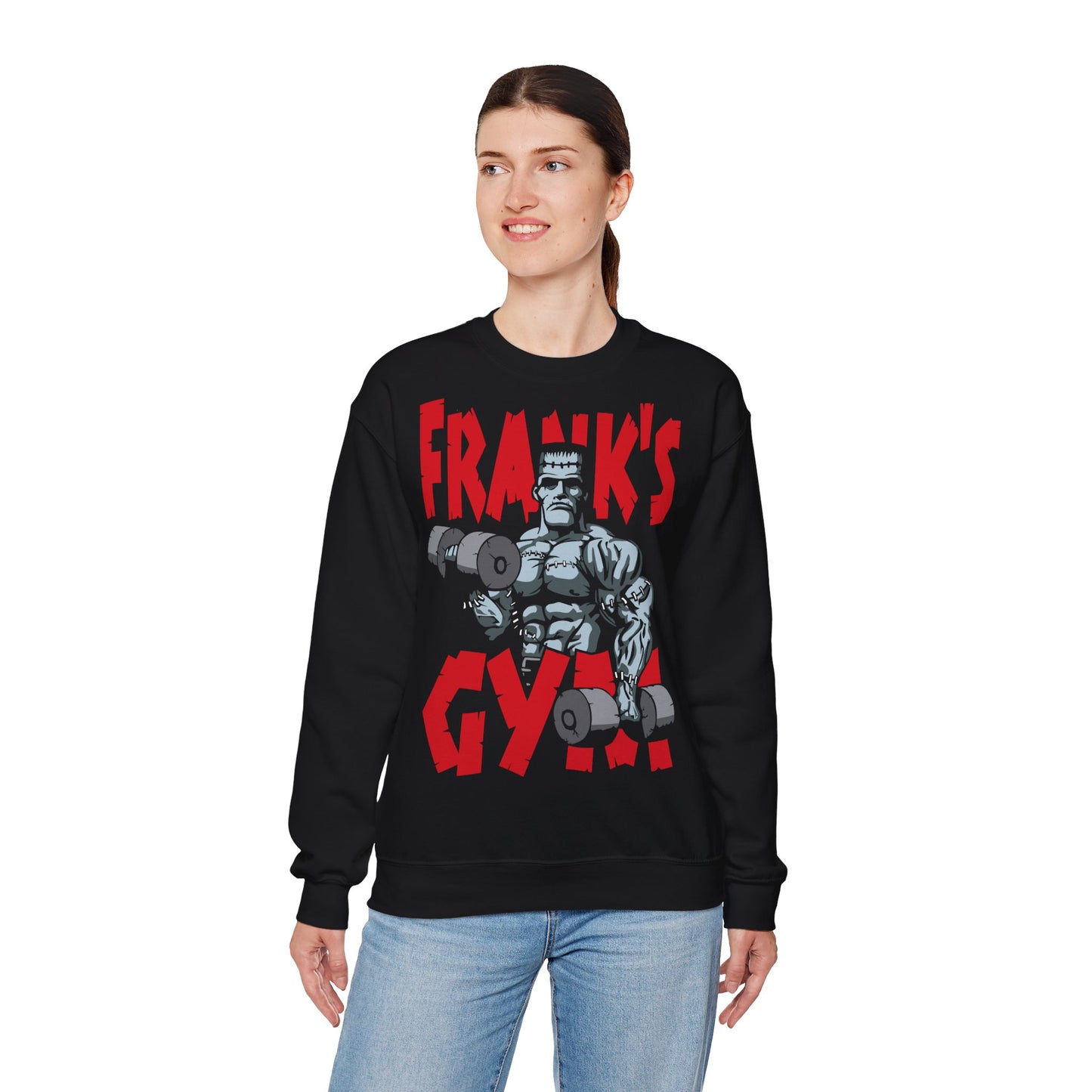 Frank's Gym Motivational Crewneck Sweatshirt for Fitness Enthusiasts Black