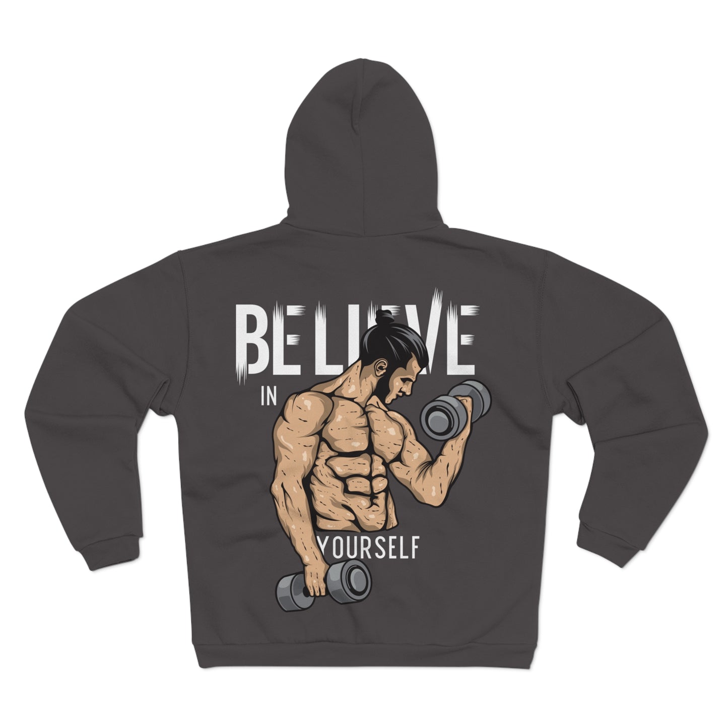 Motivational Unisex Hooded Zip Sweatshirt - "Believe in Yourself" Gym Apparel