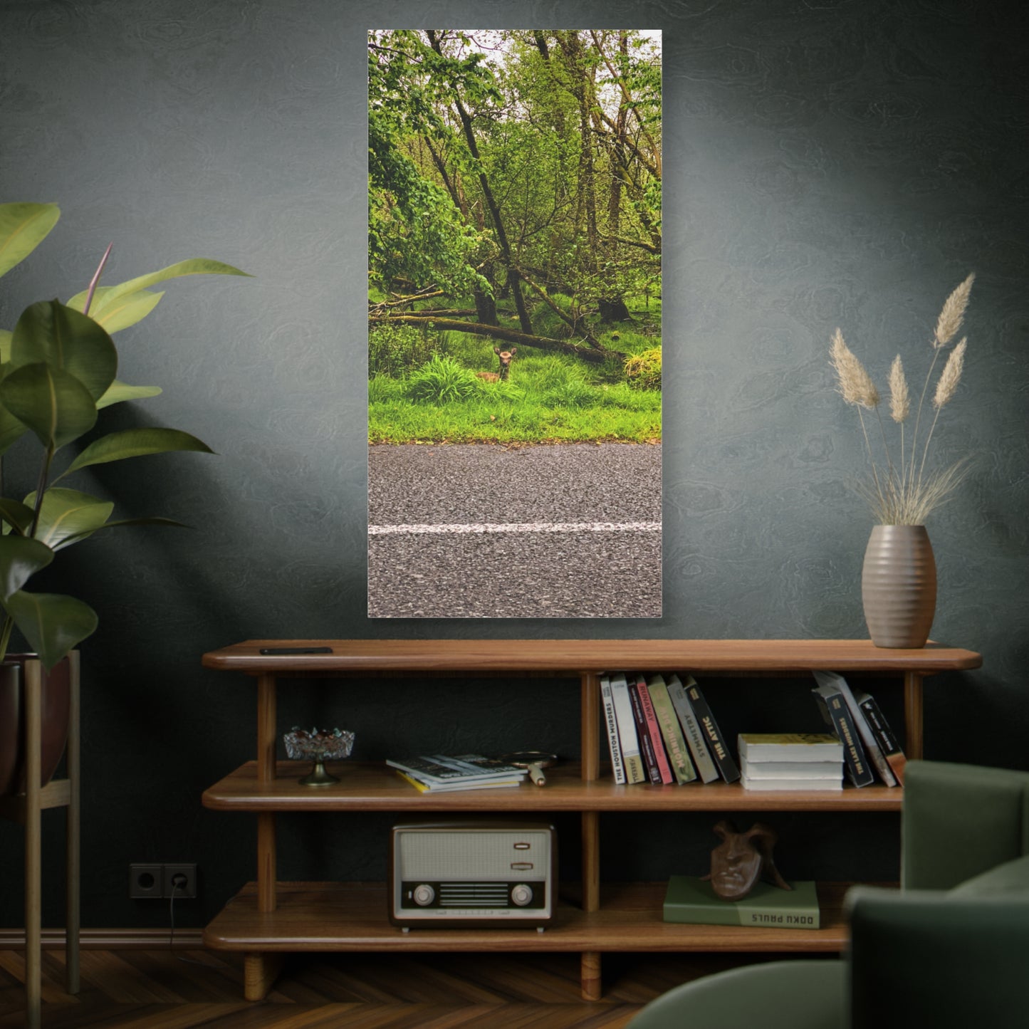 Deer in Ditch Matte Canvas, Stretched, 1.25"