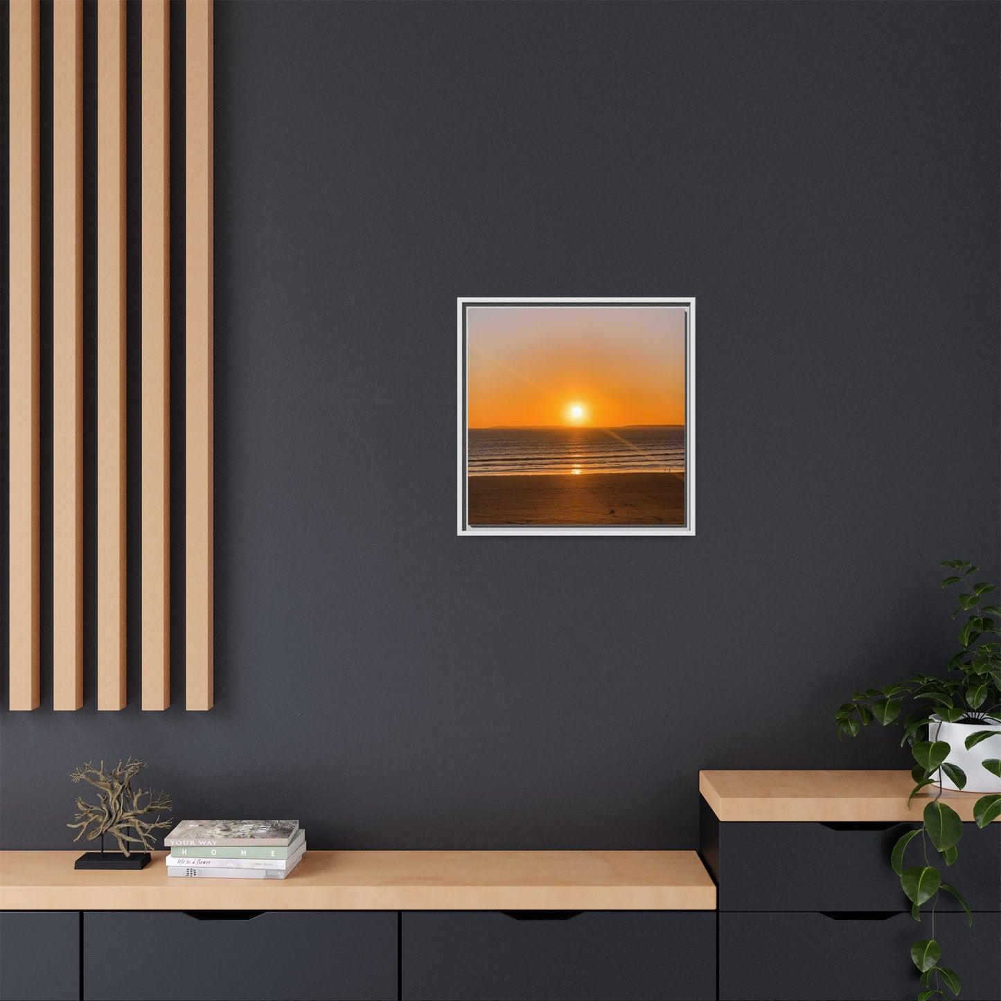 Sunset in Ocean Matte Canvas, Framed (Multi-color)