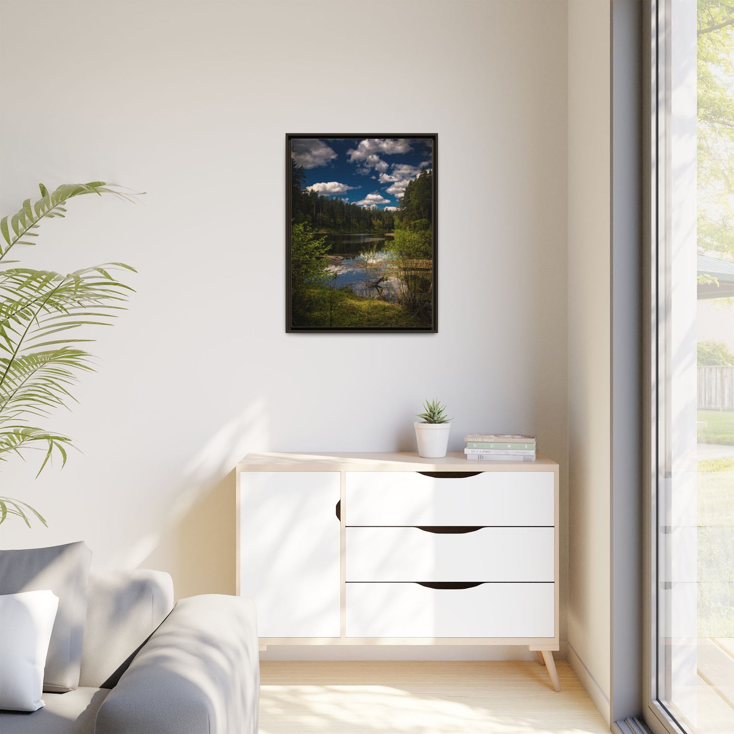 Vilnius Lake Matte Canvas, Framed (Multi-color)