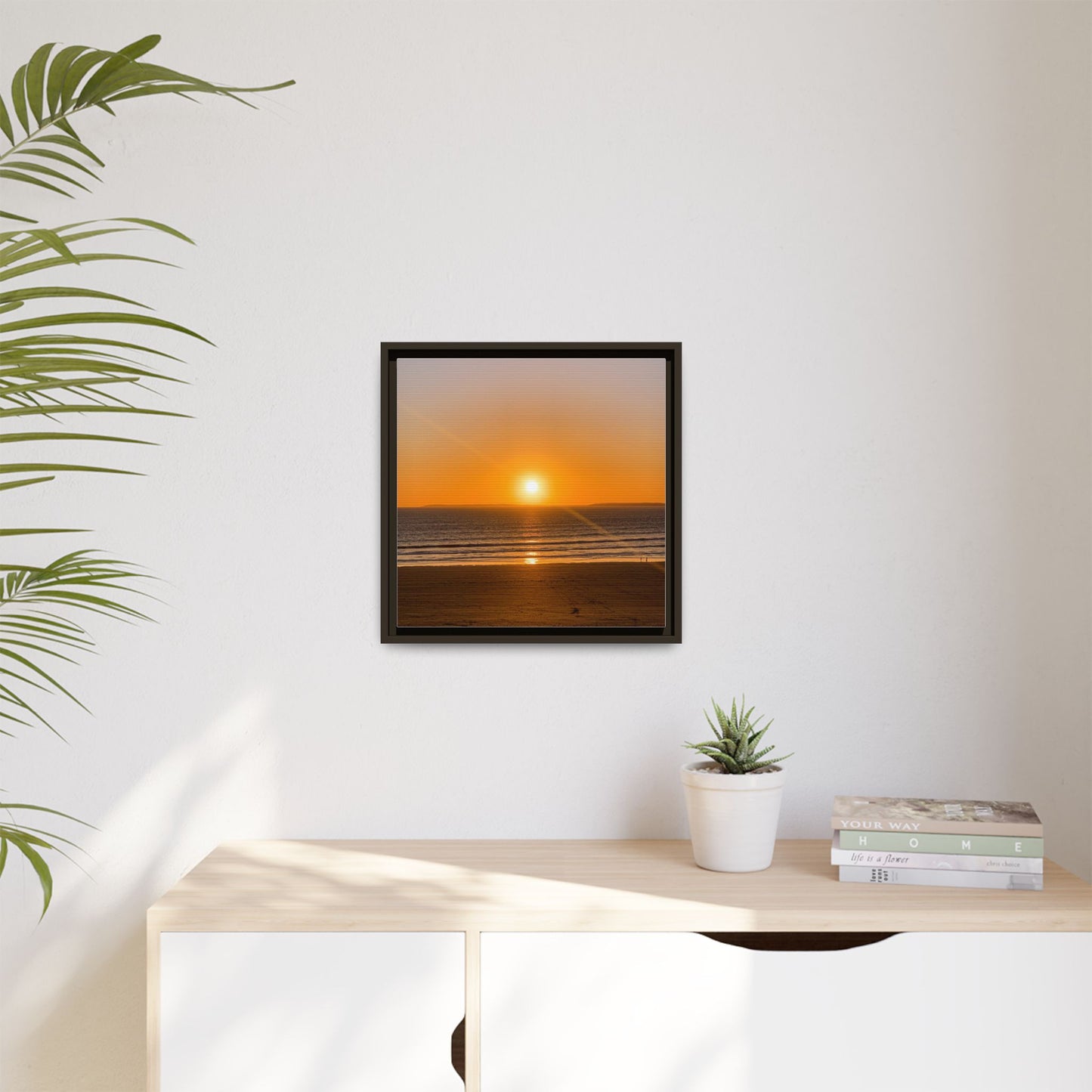 Sunset in Ocean Matte Canvas, Framed (Multi-color)