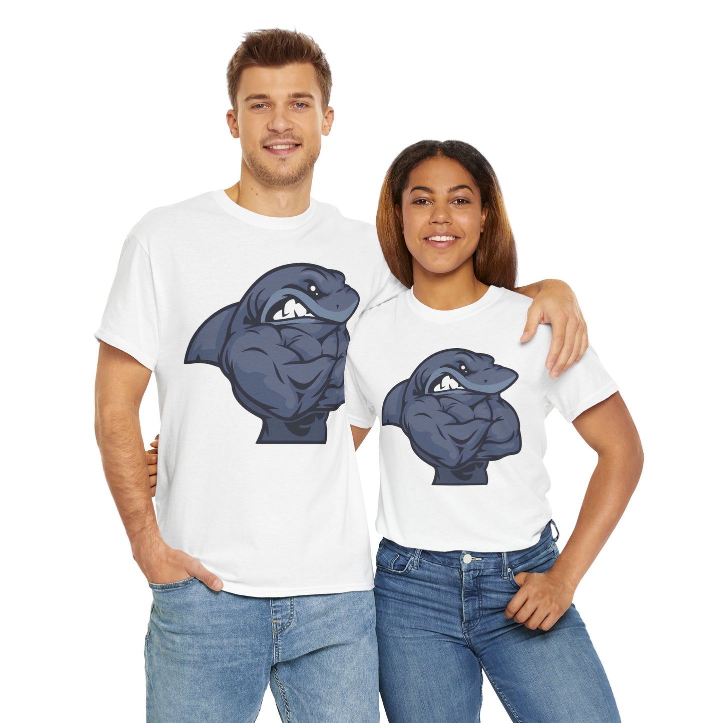 Muscle Shark Unisex Heavy Cotton Tee - Perfect for Shark Lovers