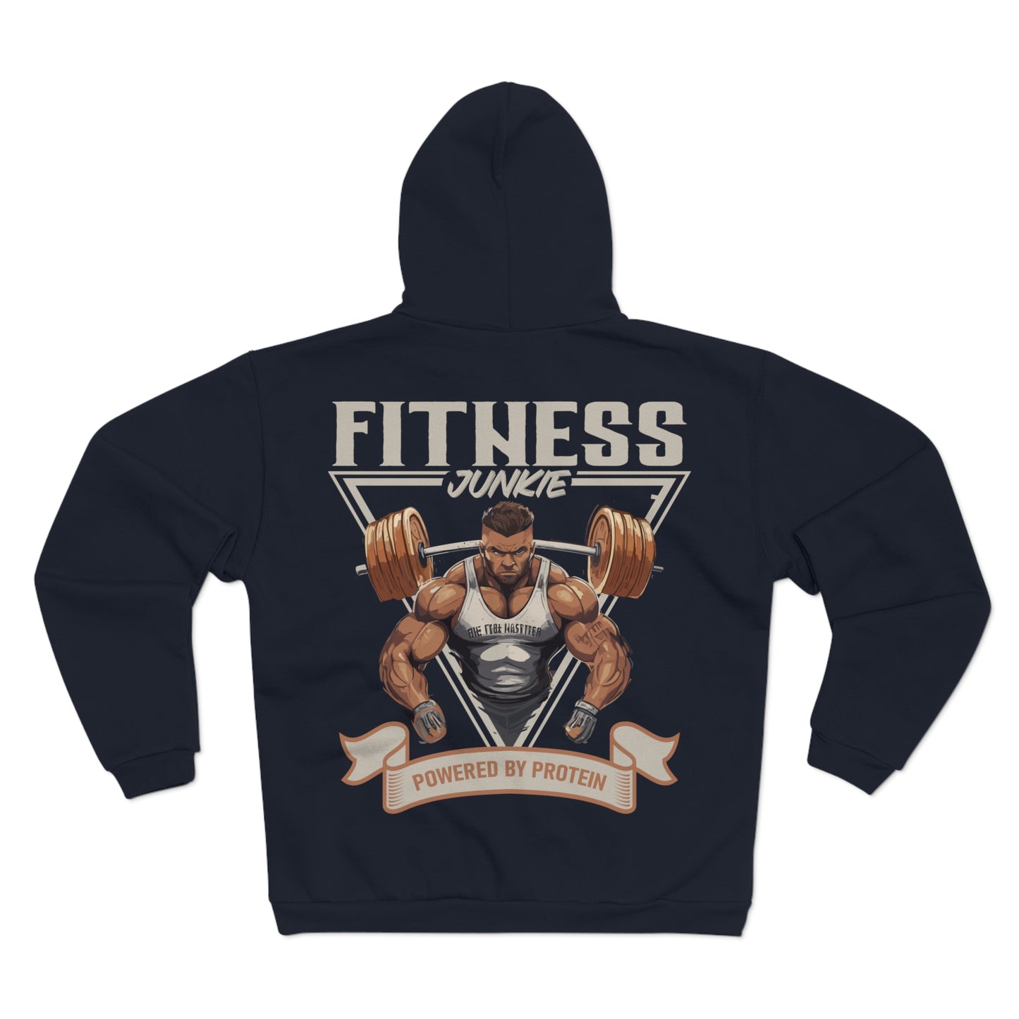 Fitness Junkie Unisex Hooded Zip Sweatshirt - Powered by Protein