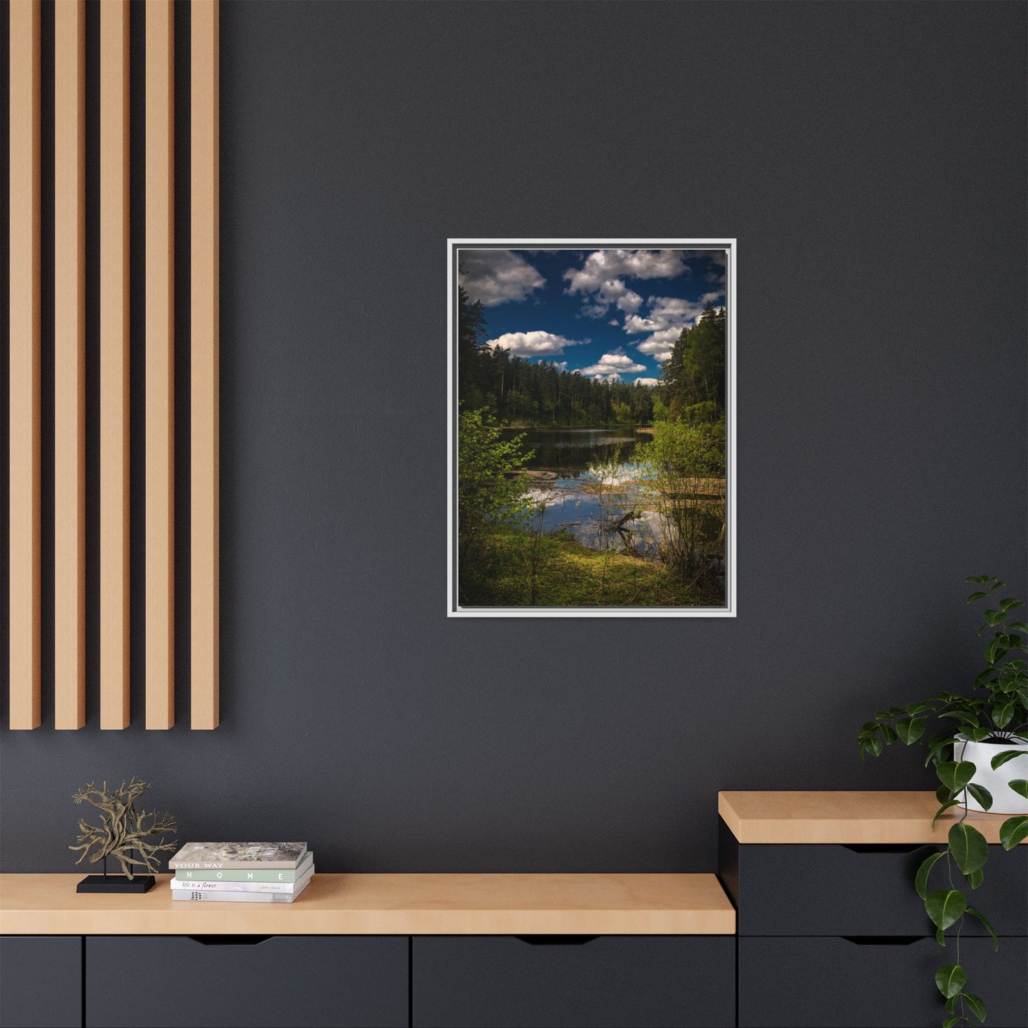 Vilnius Lake Matte Canvas, Framed (Multi-color)
