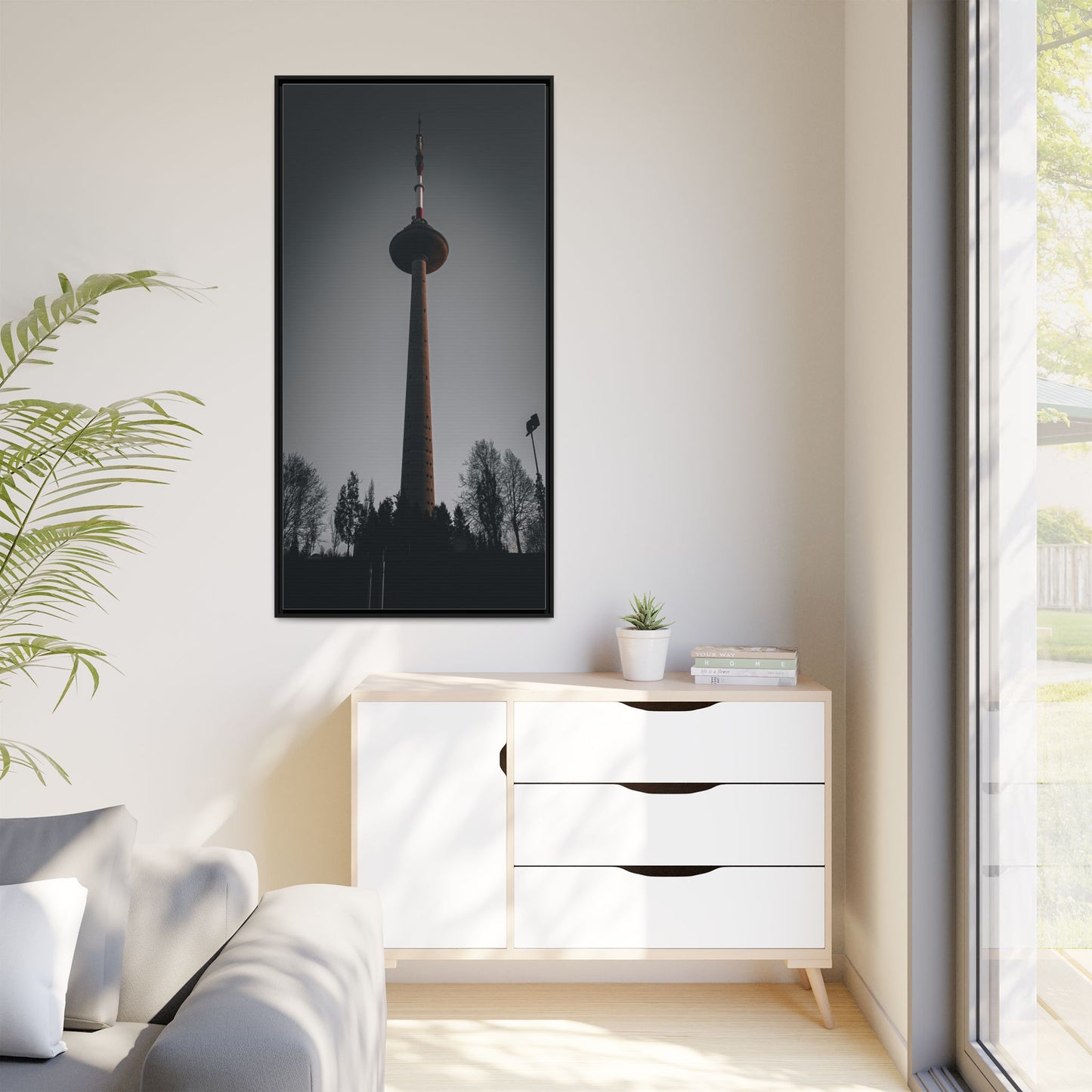 TV Tower Matte Canvas, Framed (Multi-color)