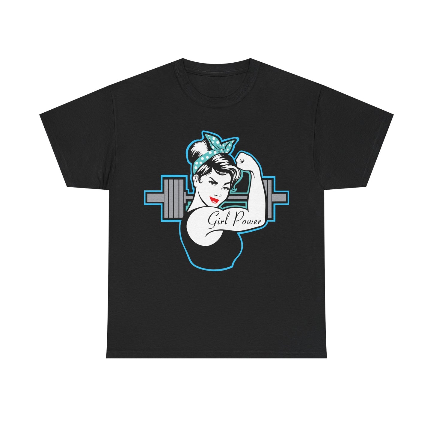 Empowered Women Heavy Cotton Tee - 'Girl Power' Fitness Shirt Black