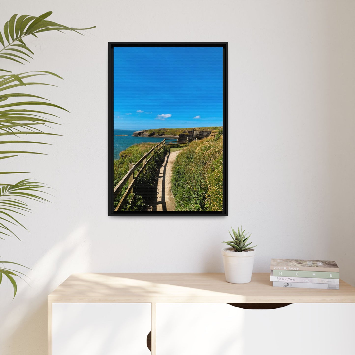 Cliff Trail Ballybunion Matte Canvas, Framed (Multi-color)
