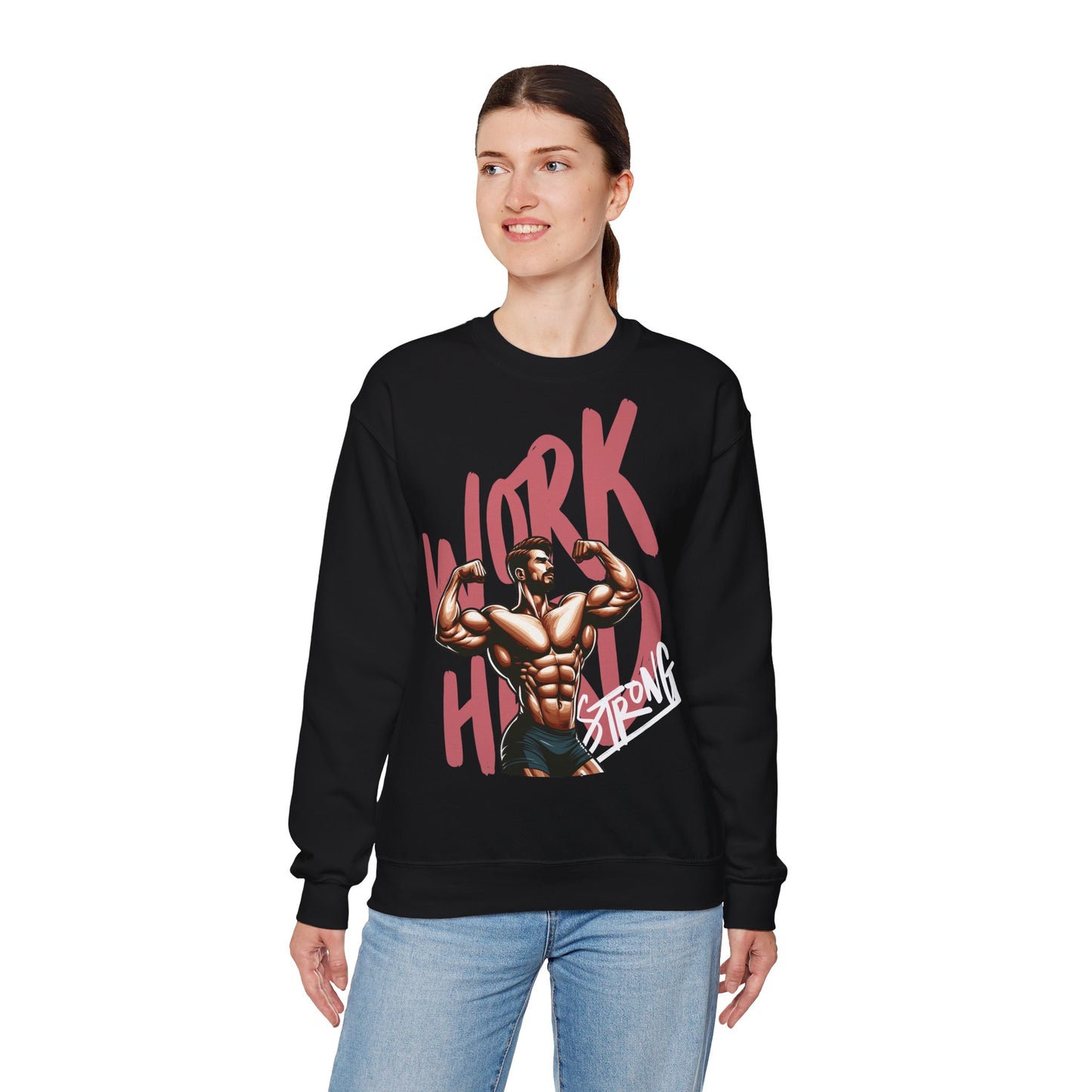 Work Hard Strong Unisex Heavy Blend™ Crewneck Sweatshirt - Motivational Fitness Apparel