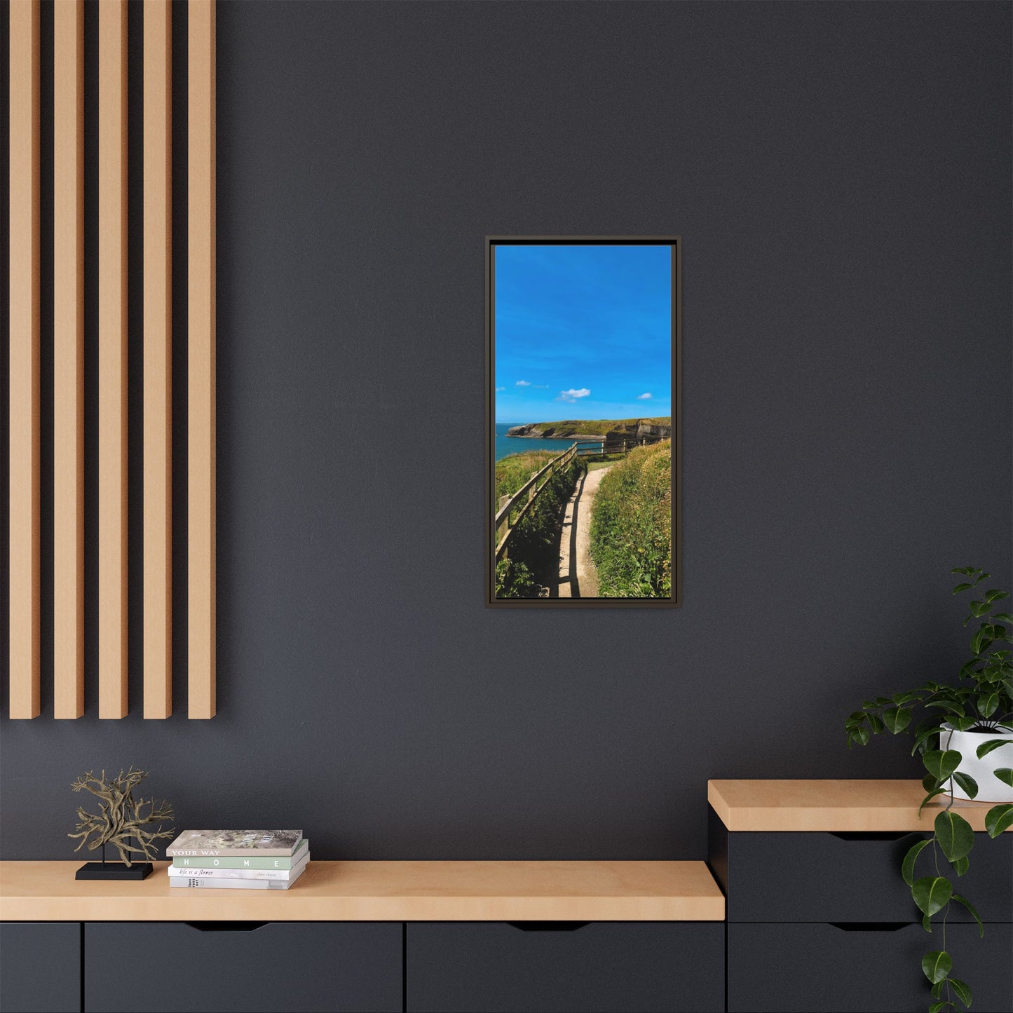 Cliff Trail Ballybunion Matte Canvas, Framed (Multi-color)