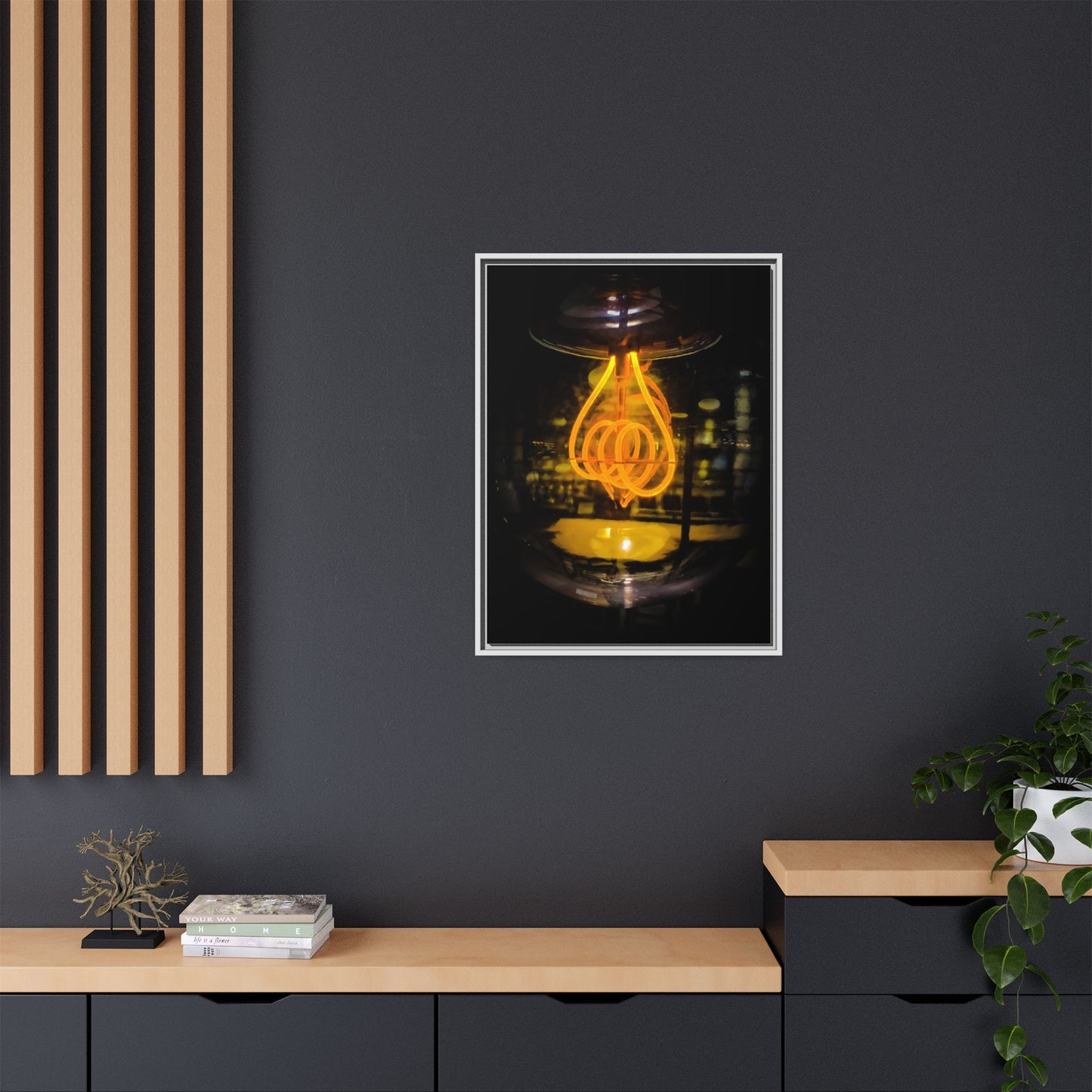 Bulb Matte Canvas, Framed (Multi-color)